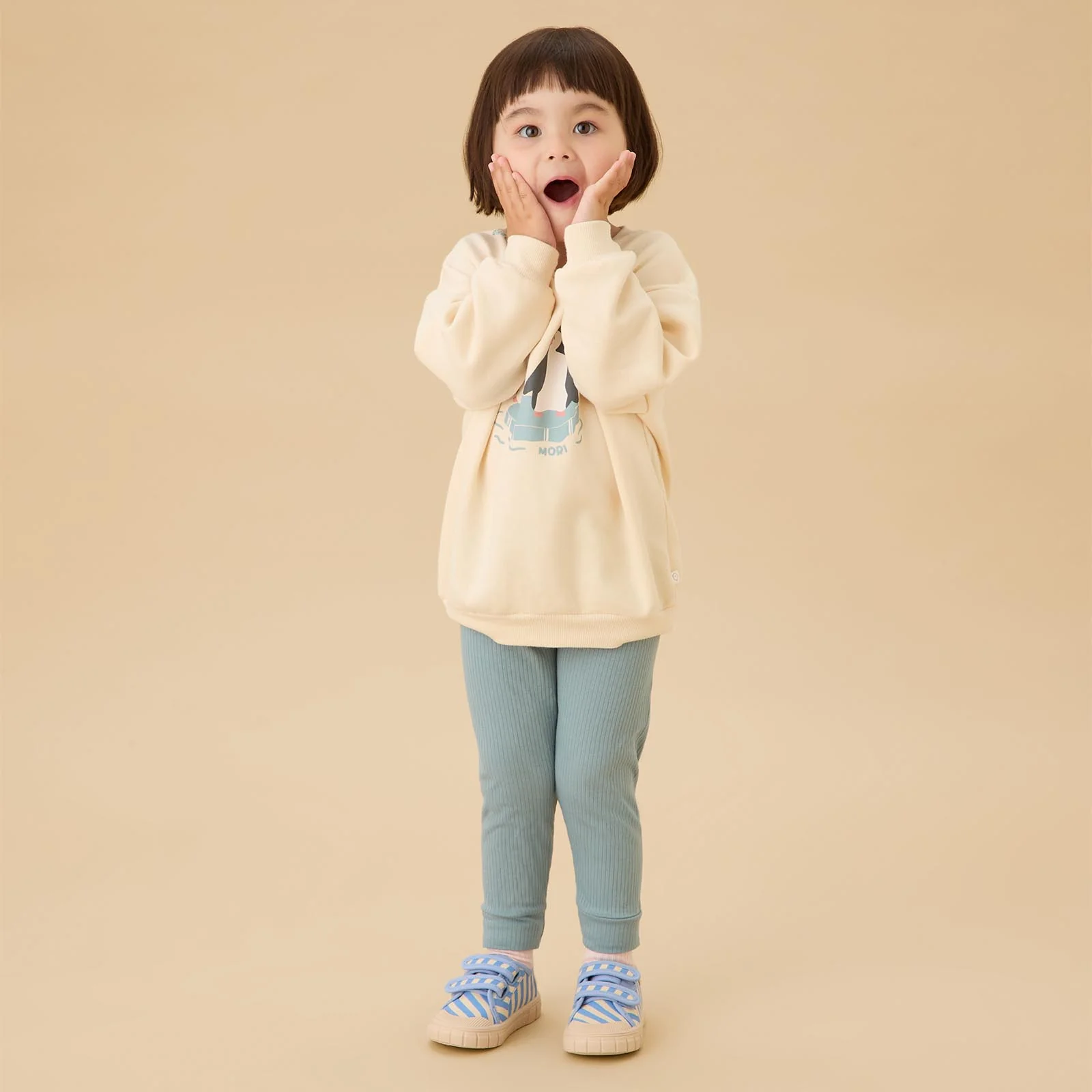 Penguin Family Sweatshirt & Sky Rib Leggings Outfit