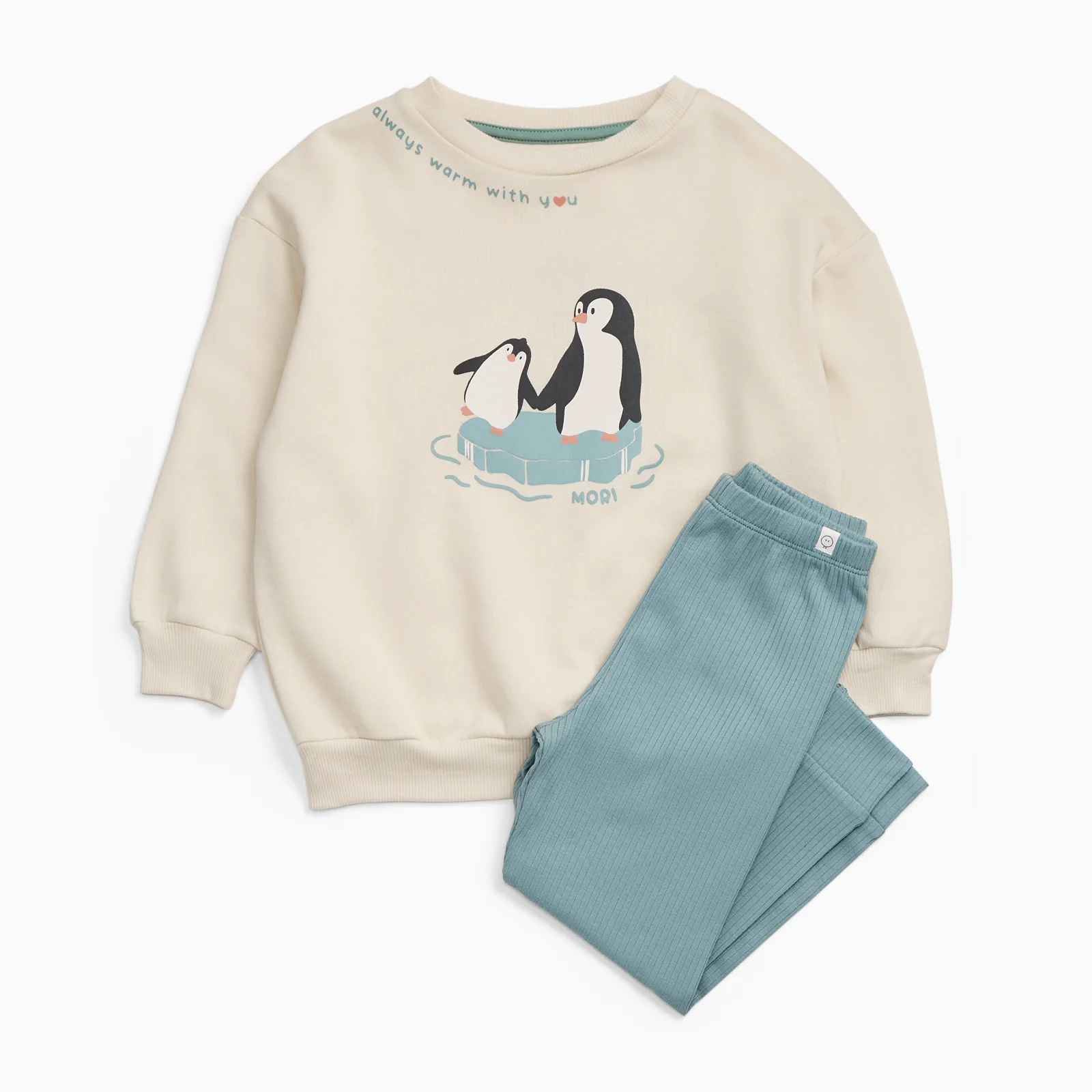 Penguin Family Sweatshirt & Sky Rib Leggings Outfit - Image 2