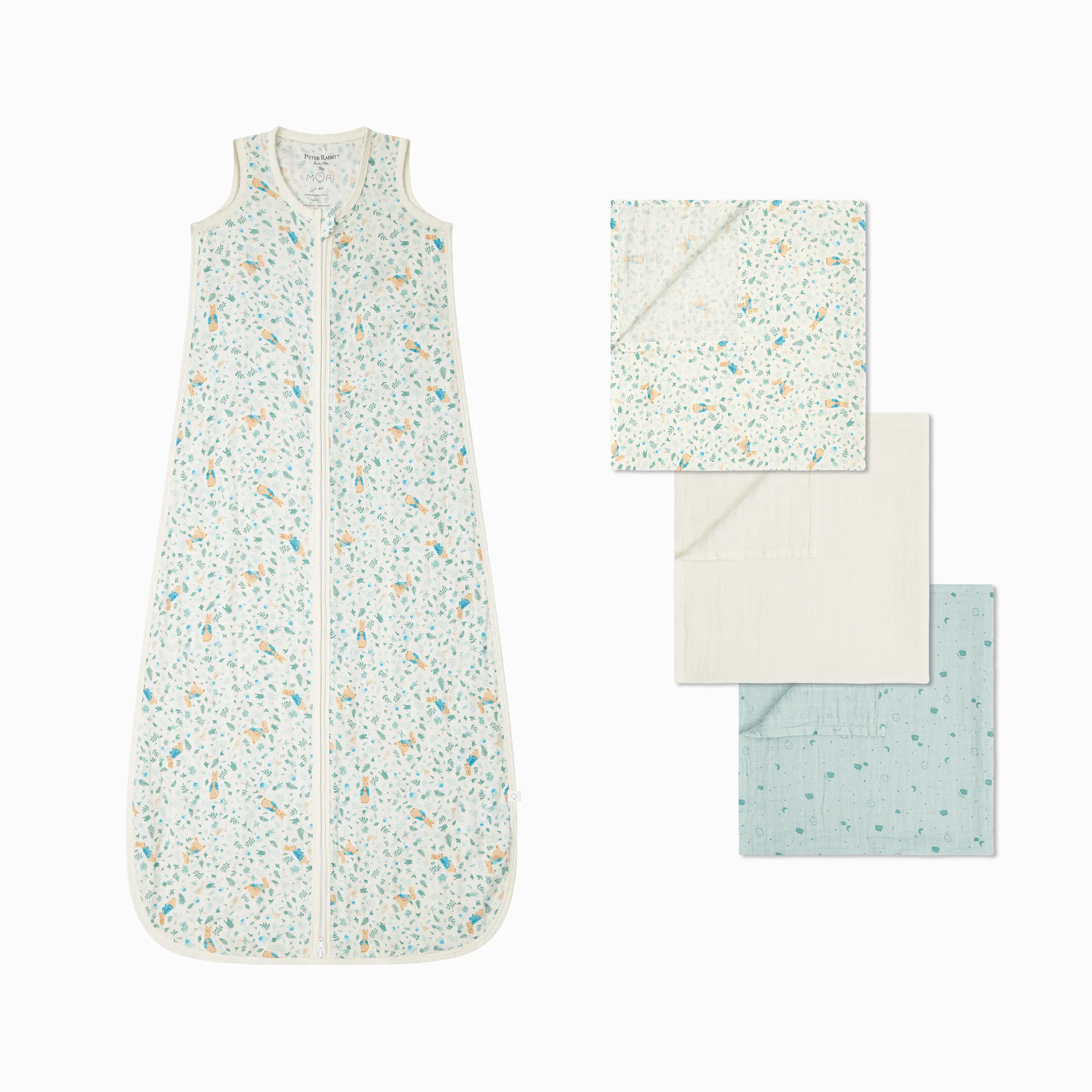 Peter Rabbit Muslin Summer Sleeping Bag 0.5 TOG & 3 Pack Muslins Set - Image 2
