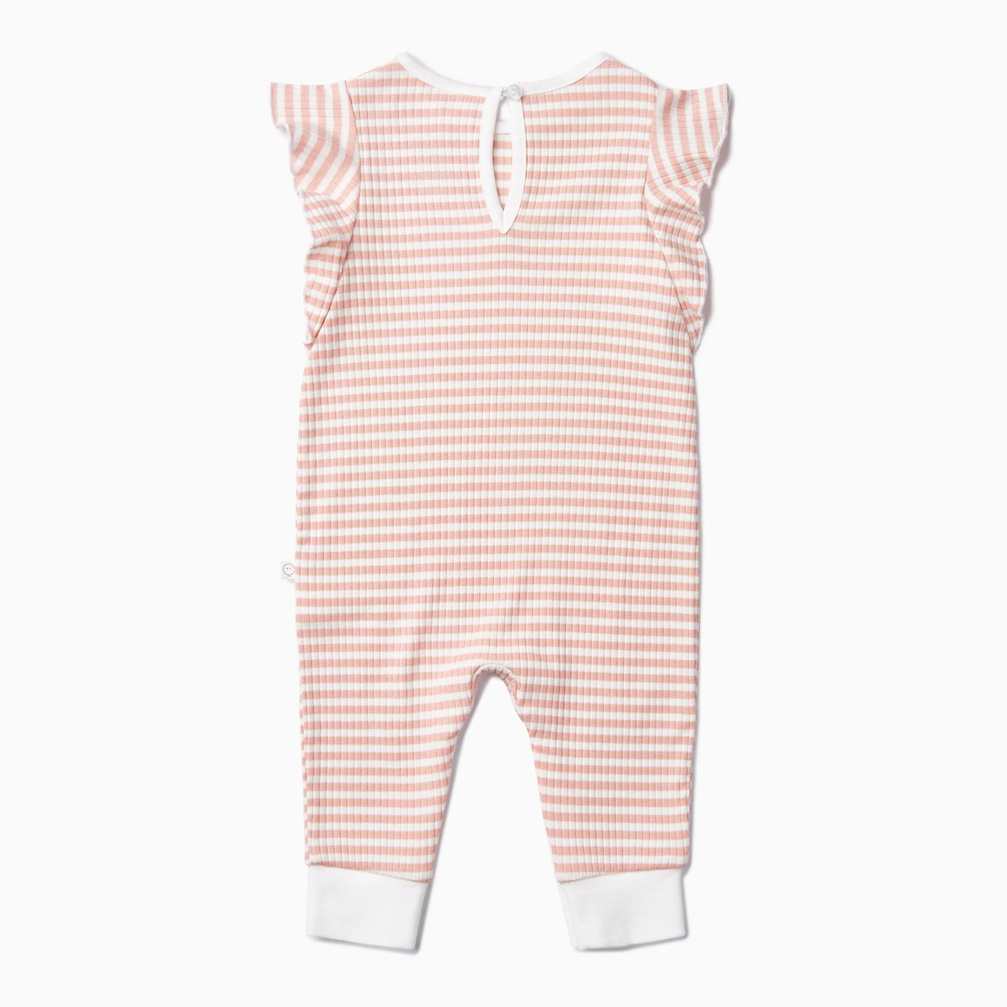 Pink Stripe Ribbed Frill Jumpsuit - Image 4