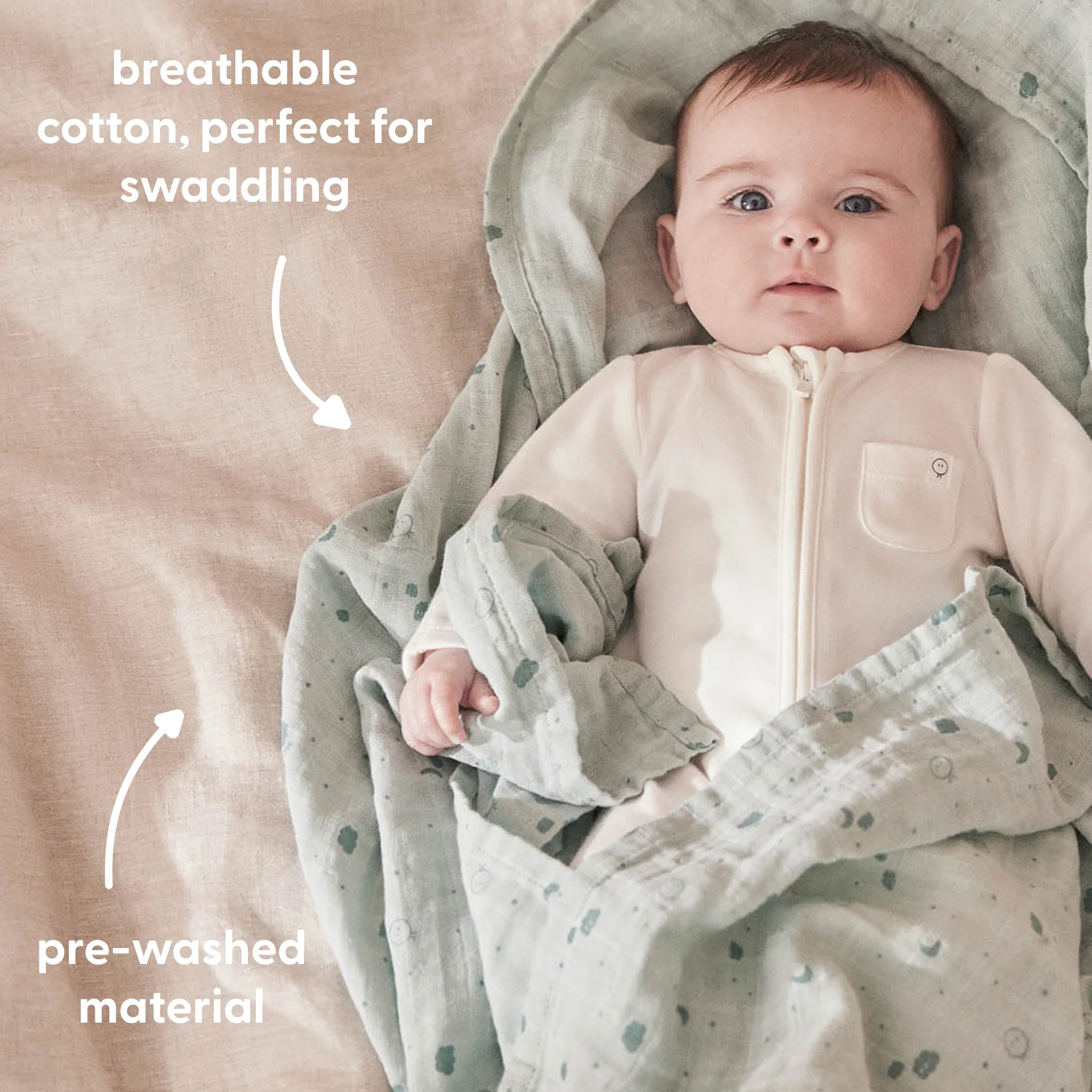 Pre-Washed Large Muslin Swaddle 2 Pack - Image 7