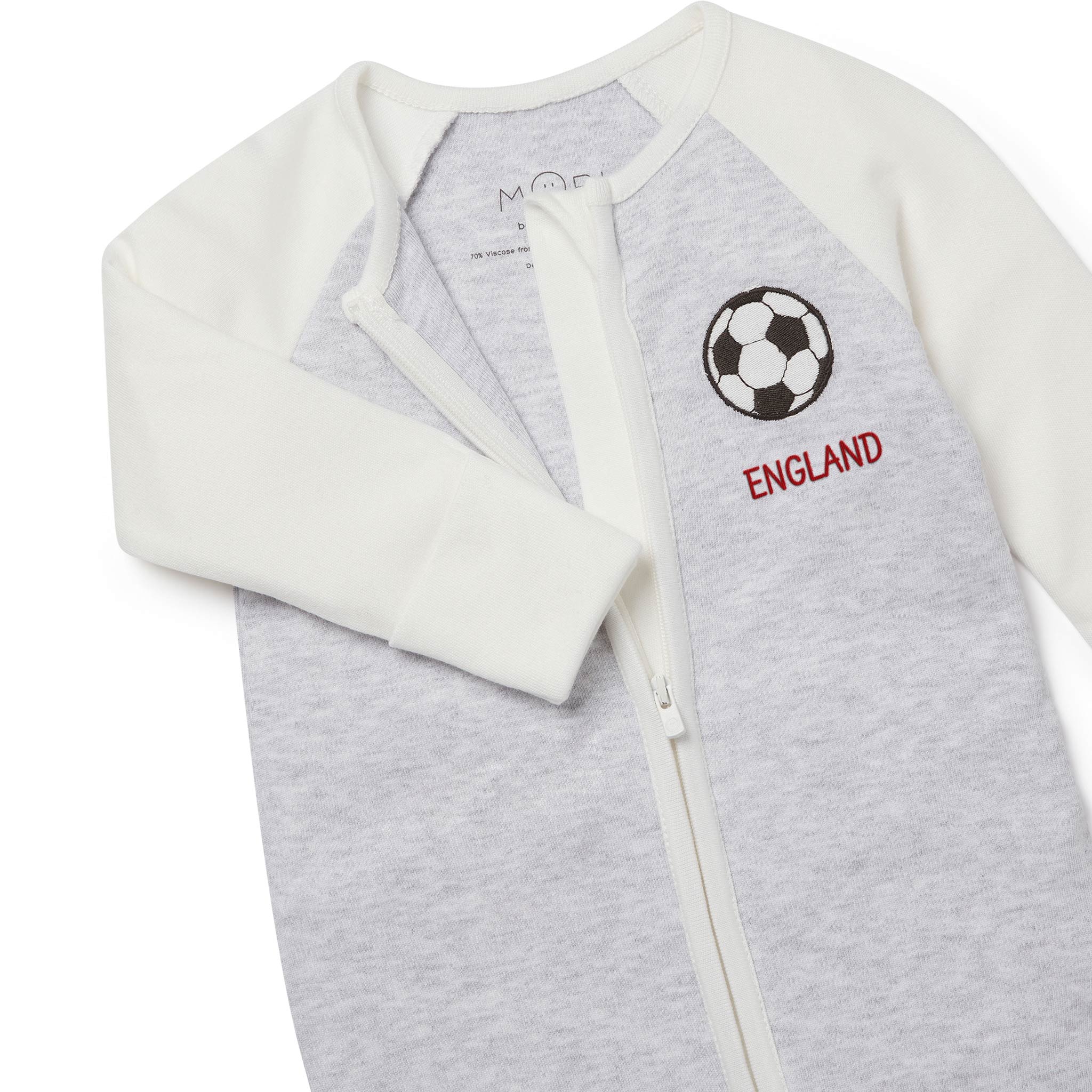 Raglan Football Zip-Up Sleepsuit - Image 2