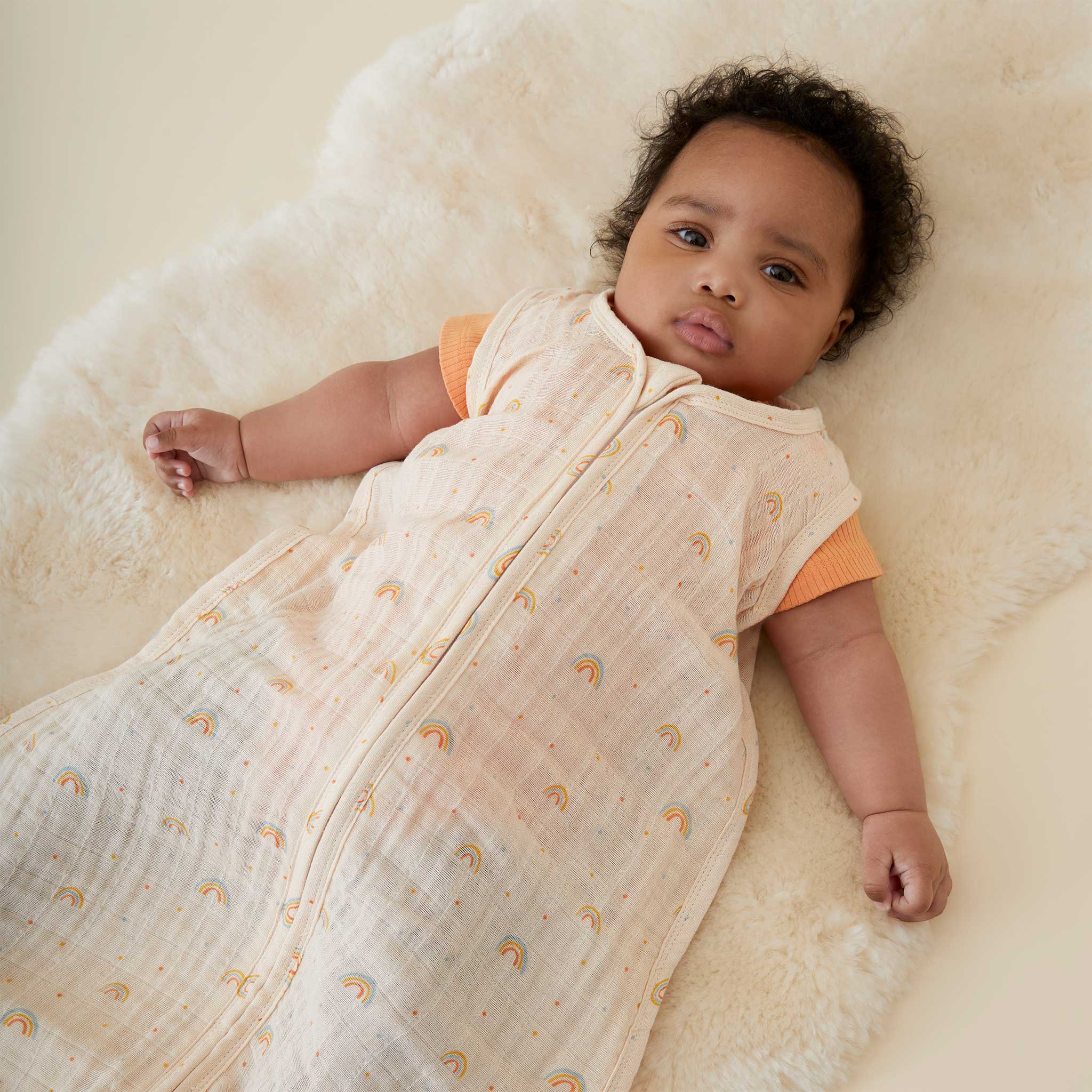 Rainbow Print Muslin Front Opening Sleeping Bag 0.5 TOG - Image 3