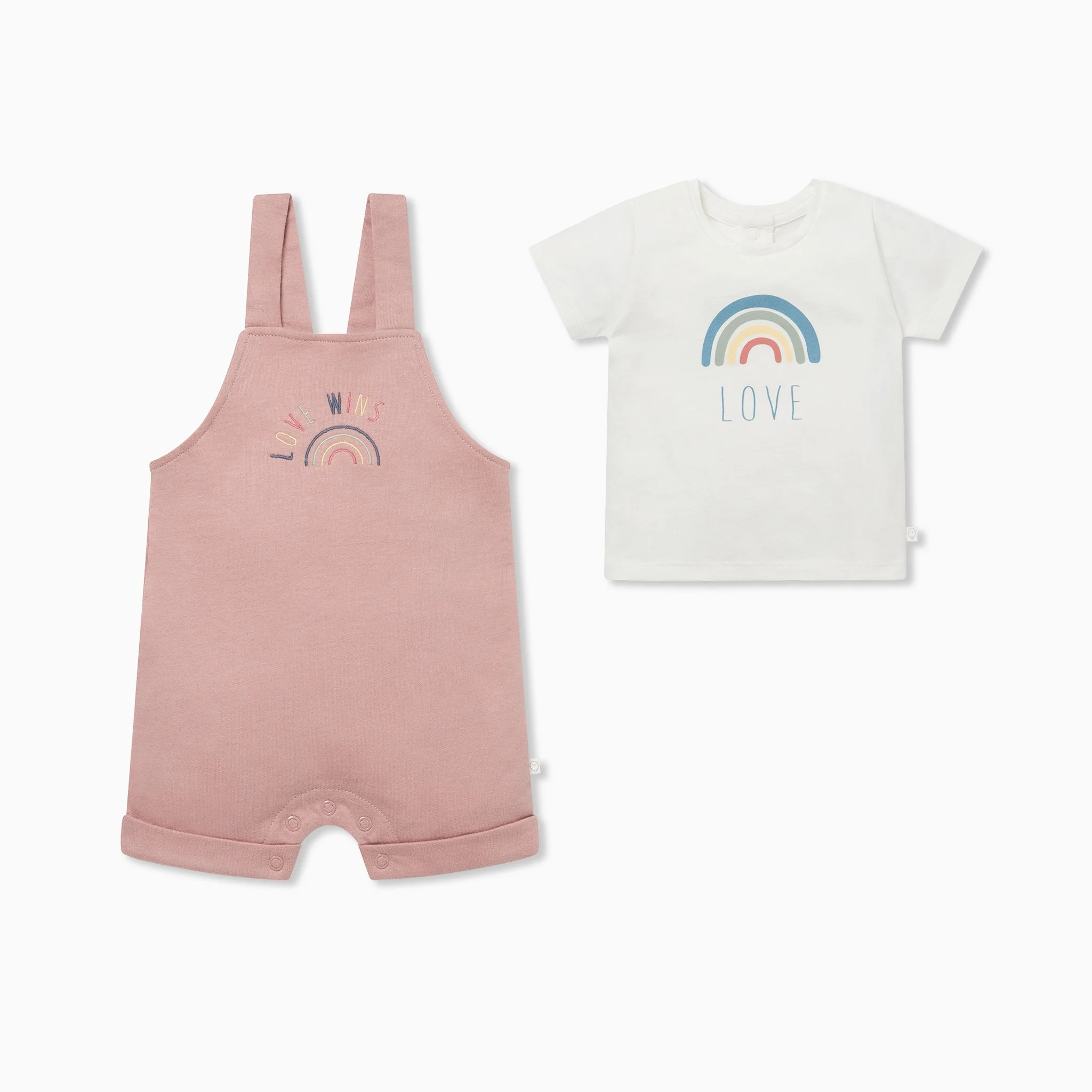 Rainbow Short Sleeve T-Shirt & Dungarees Outfit - Image 2