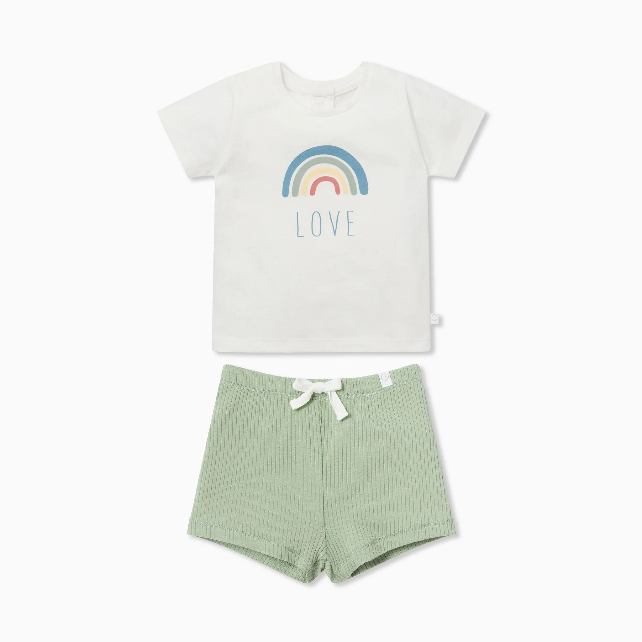 Rainbow Short Sleeve T-Shirt & Ribbed Shorts Outfit - Image 3
