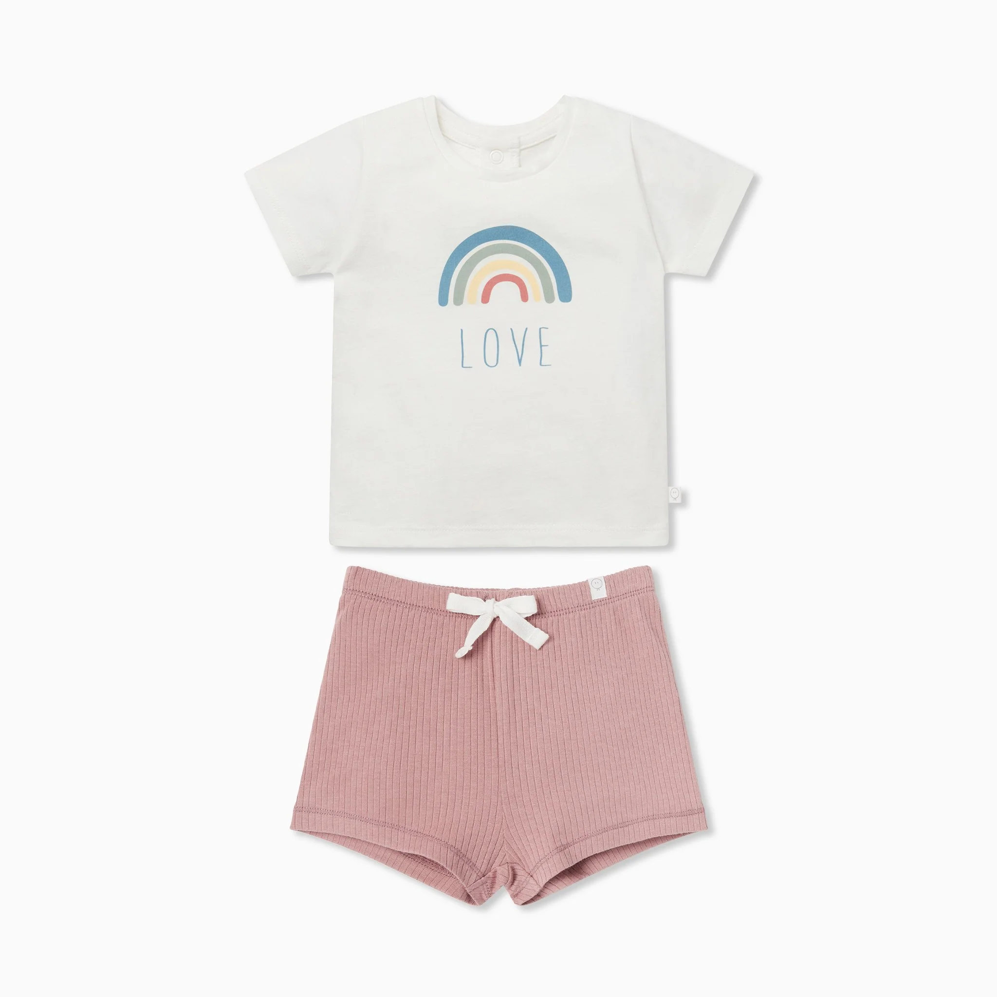 Rainbow Short Sleeve T-Shirt & Ribbed Shorts Outfit - Image 4