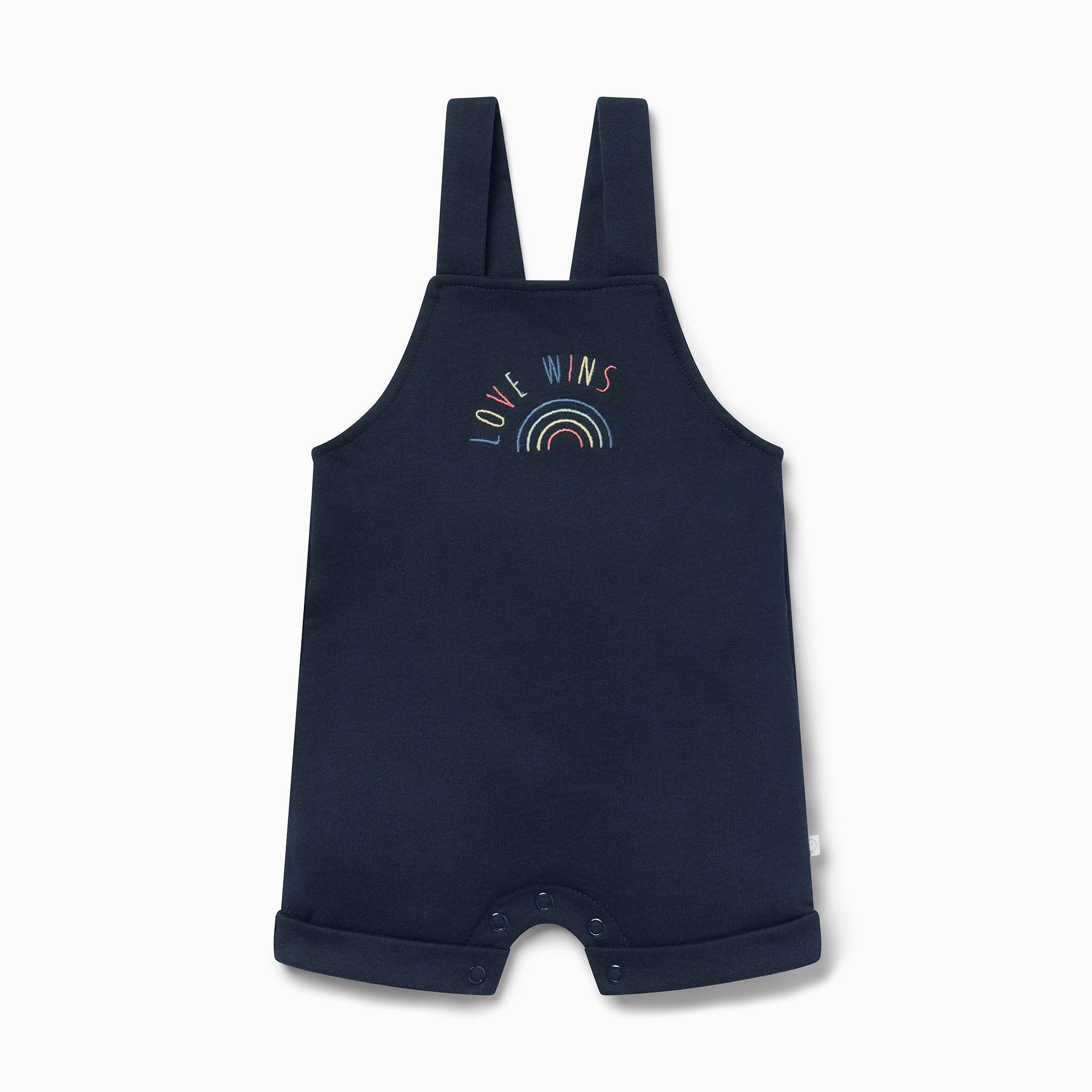 Navy Rainbow Slogan Dungarees