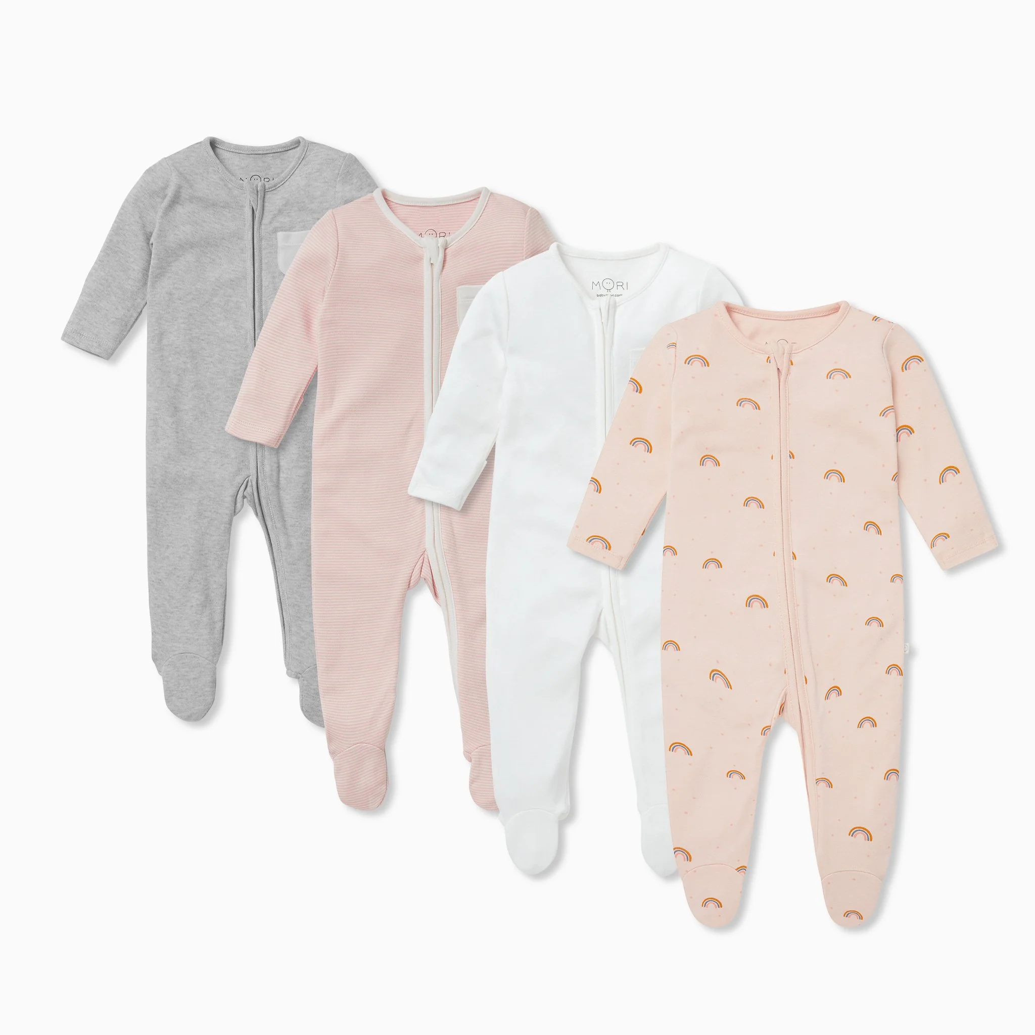 Rainbow Zip Sleepsuit 4 Pack