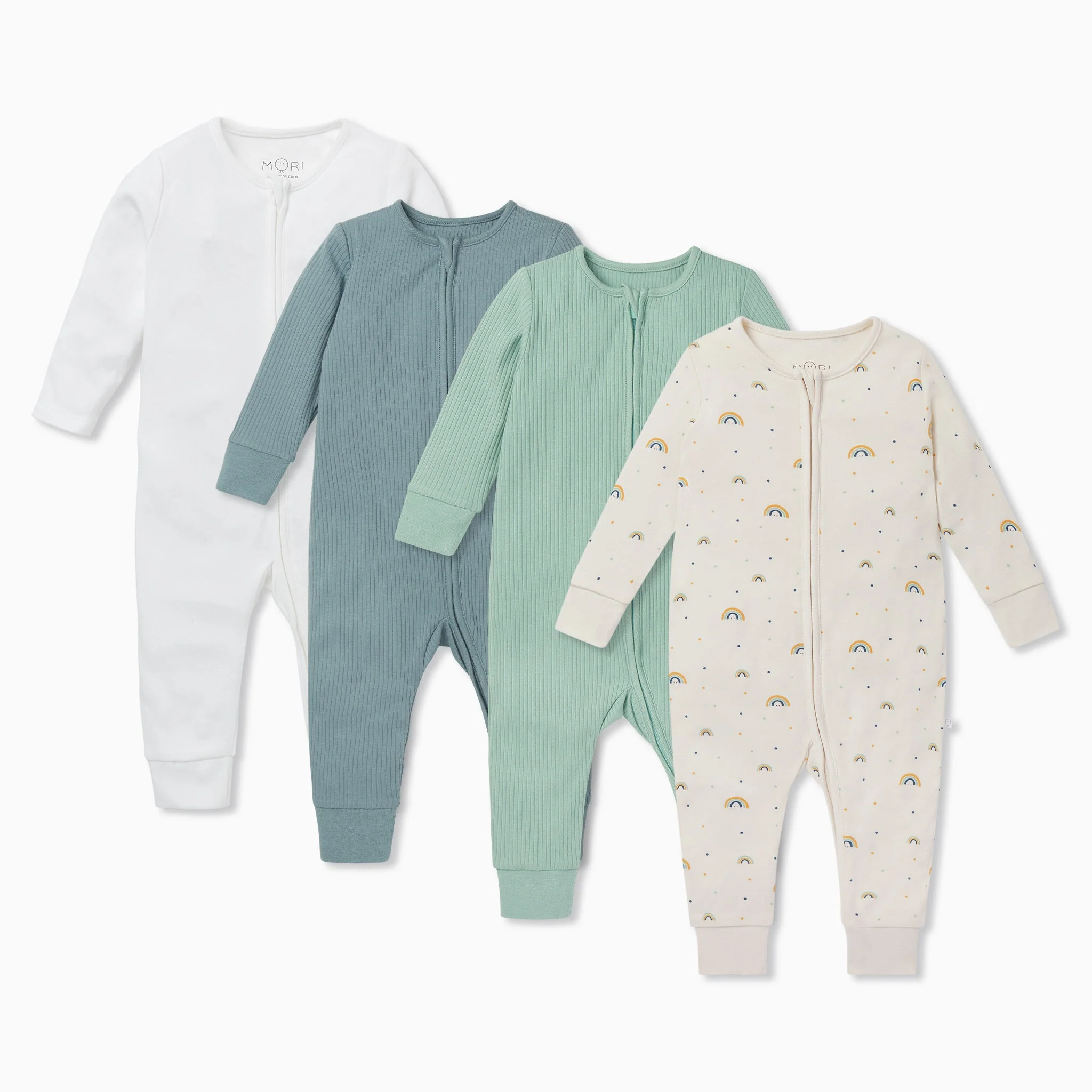 Rainbow Zip-Up Sleepsuit 4 Pack - Image 2