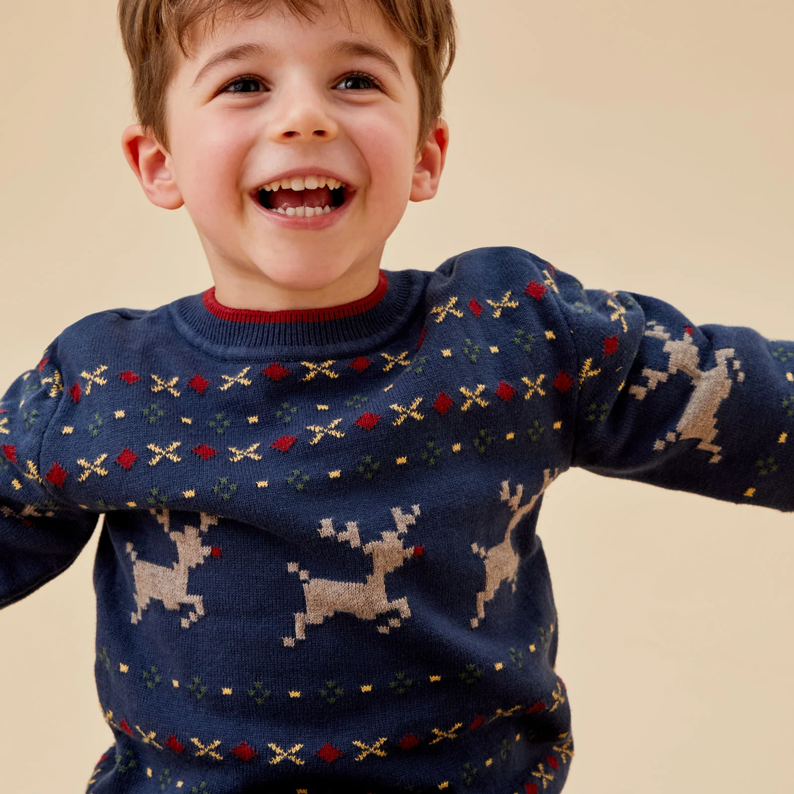 Reindeer Fair Isle Knitted Jumper & Leggings Outfit - Image 2