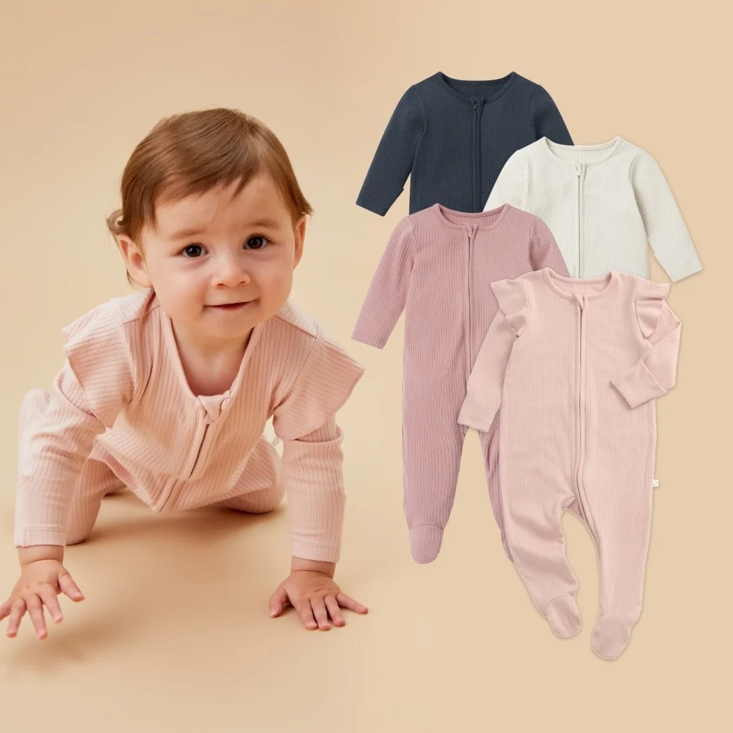 Ribbed Clever Zip Sleepsuit 4 Pack - Image 10