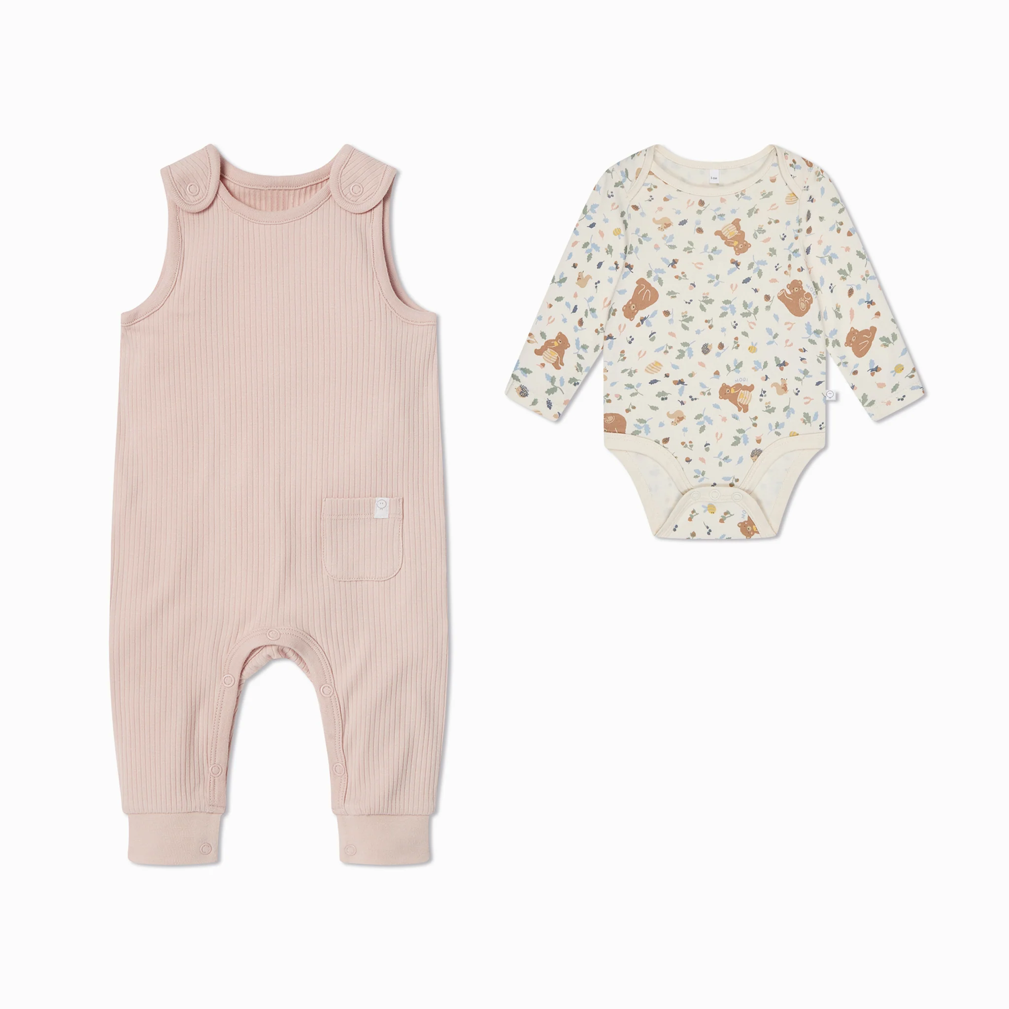 Ribbed Dungarees & Bear Bodysuit Outfit - Image 2