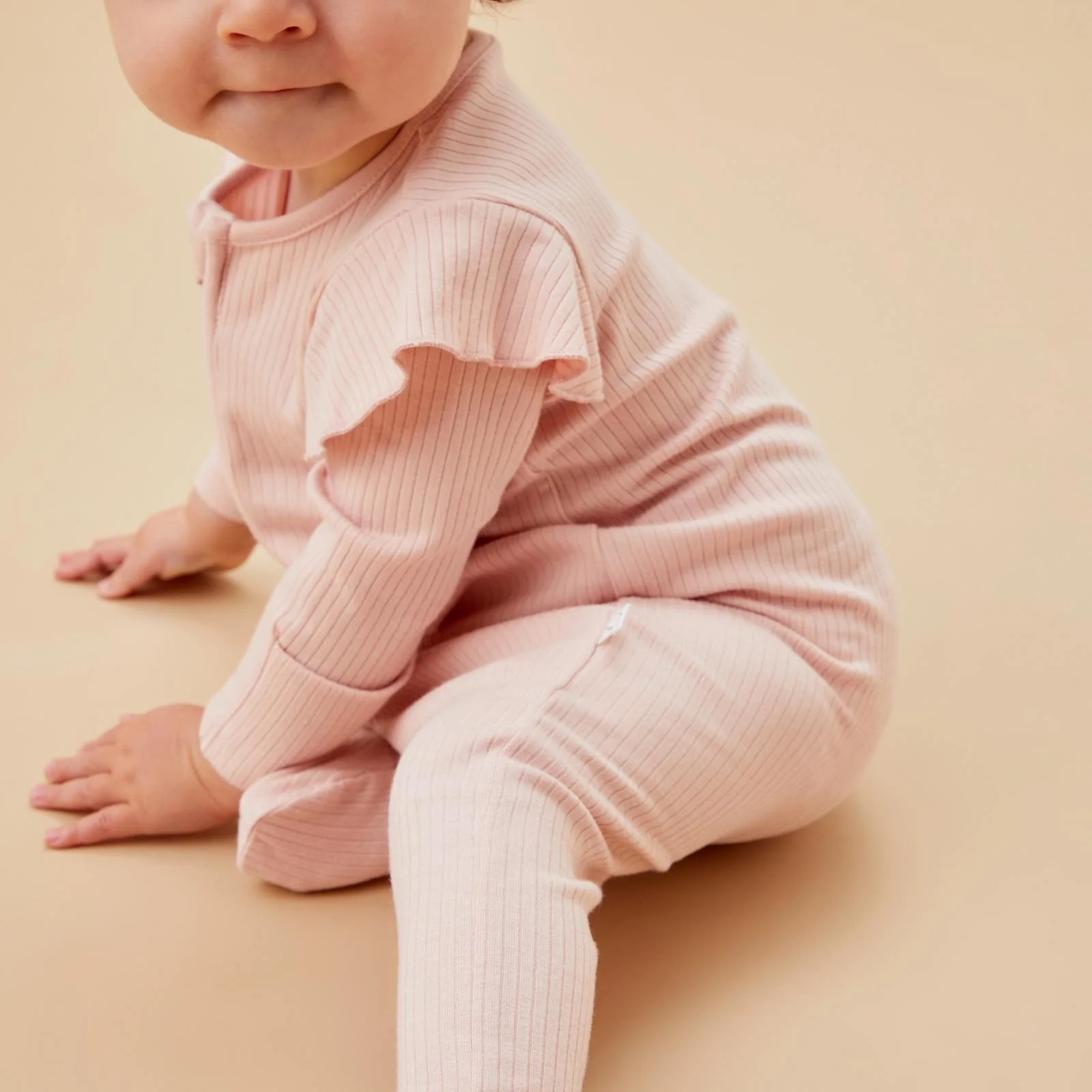 Ribbed Frilled Clever Zip Sleepsuit - Image 3
