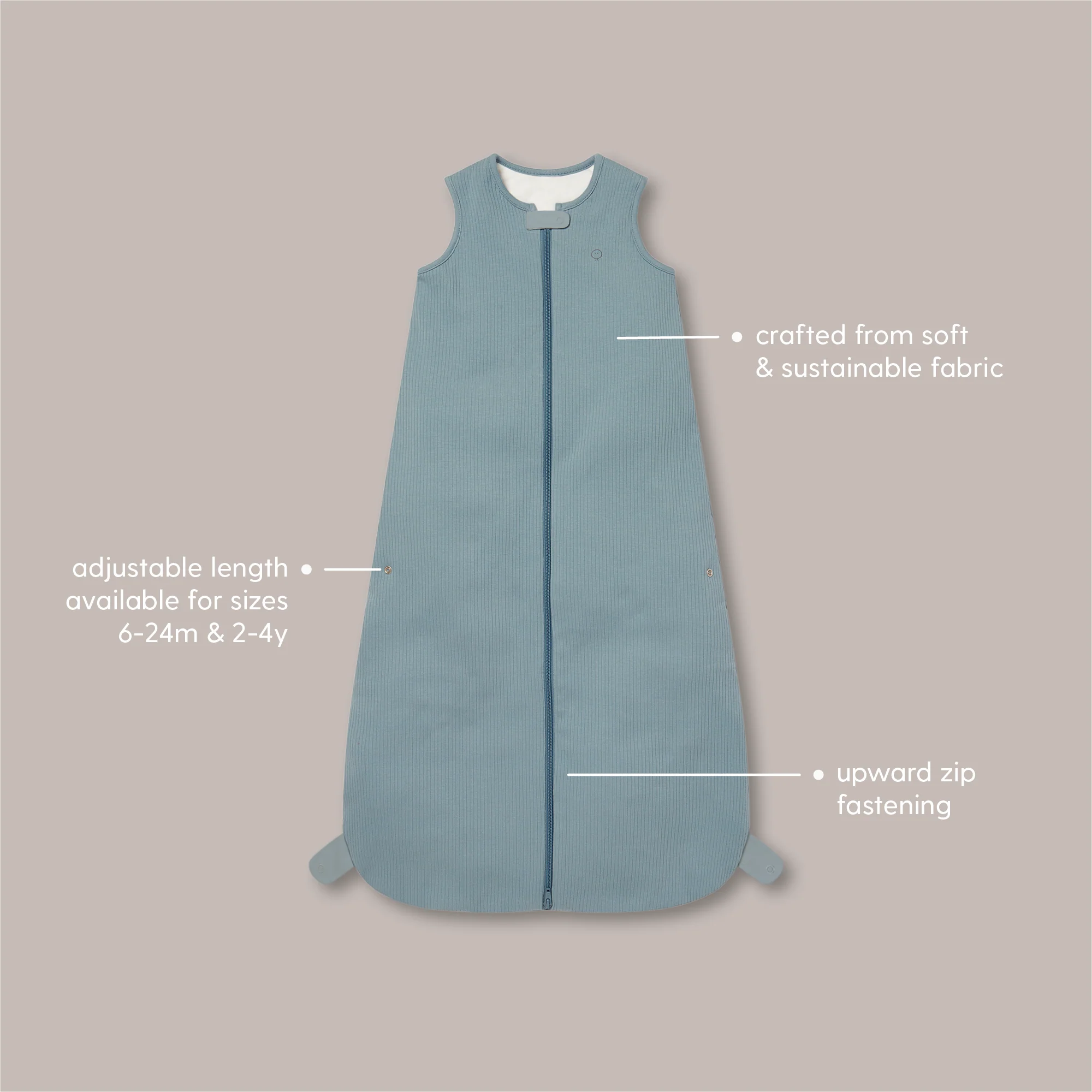 Ribbed Front Opening Sleeping Bag 2.5 TOG - Blue - Image 5