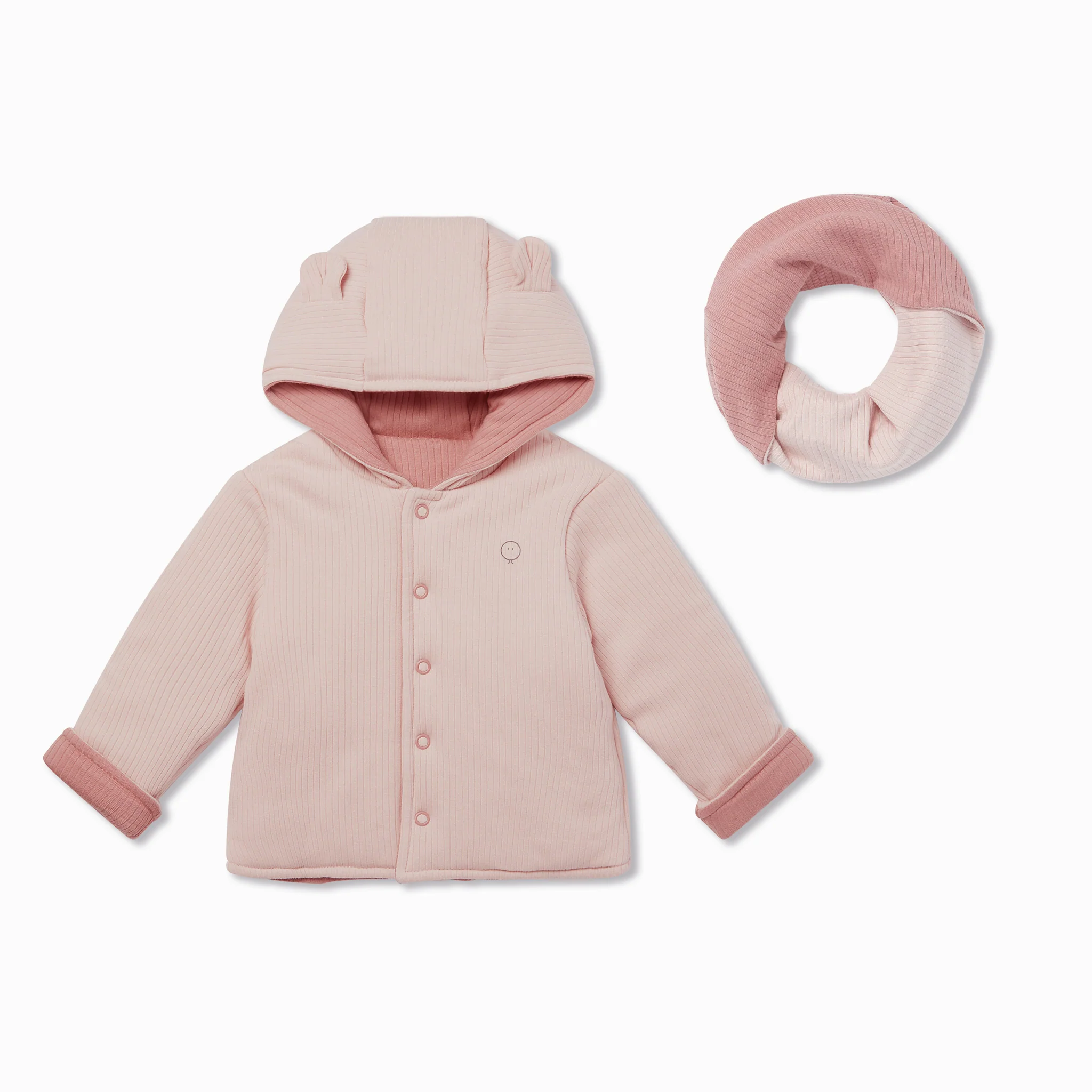 Ribbed Reversible Coat & Snood Set - Image 3