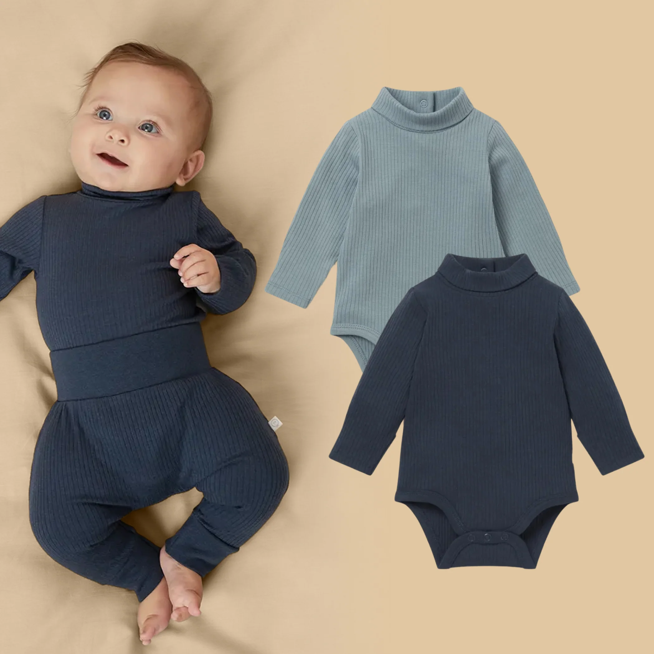 Ribbed Roll Neck Bodysuit 2 Pack - Image 3