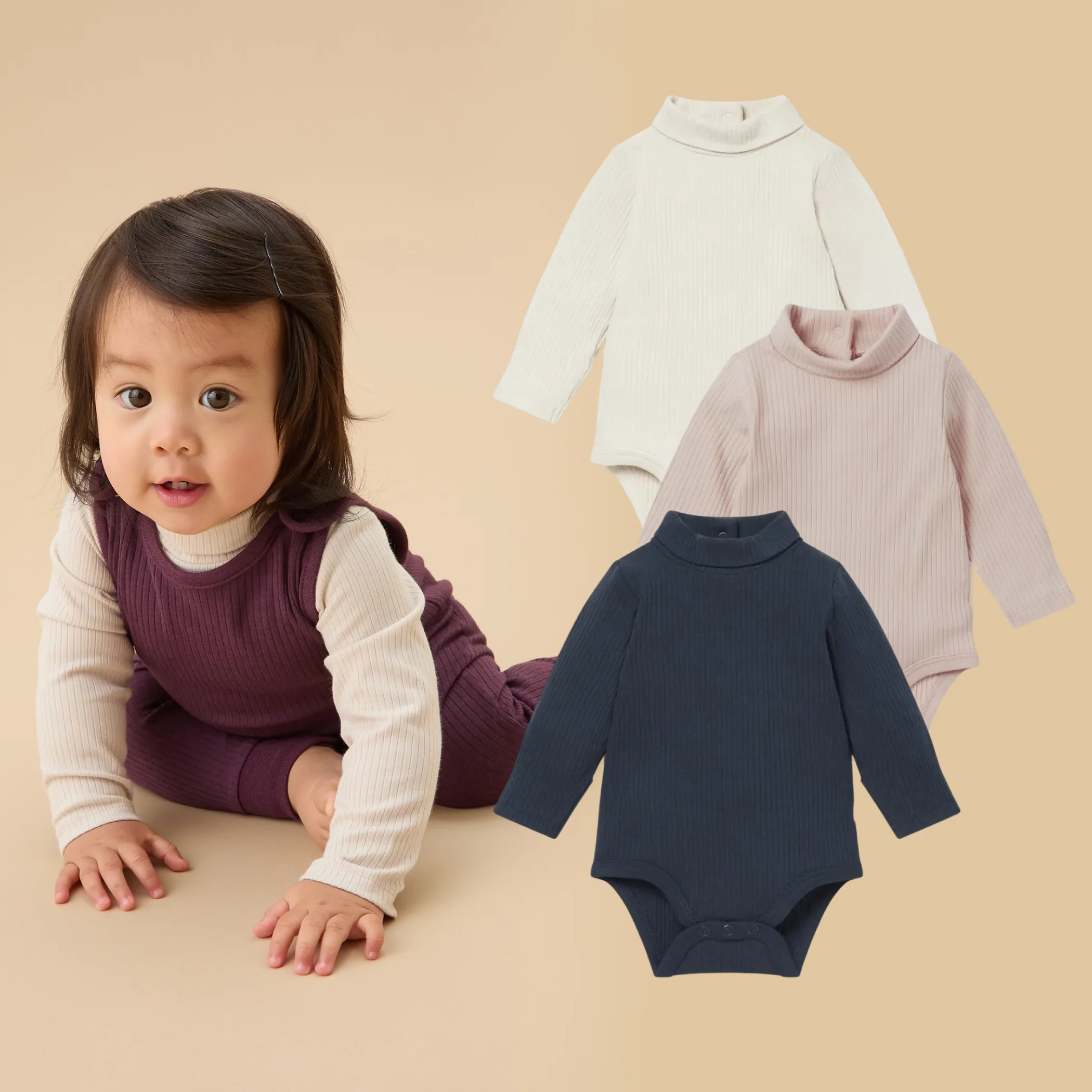 Ribbed Roll Neck Bodysuit 3 Pack - Image 3