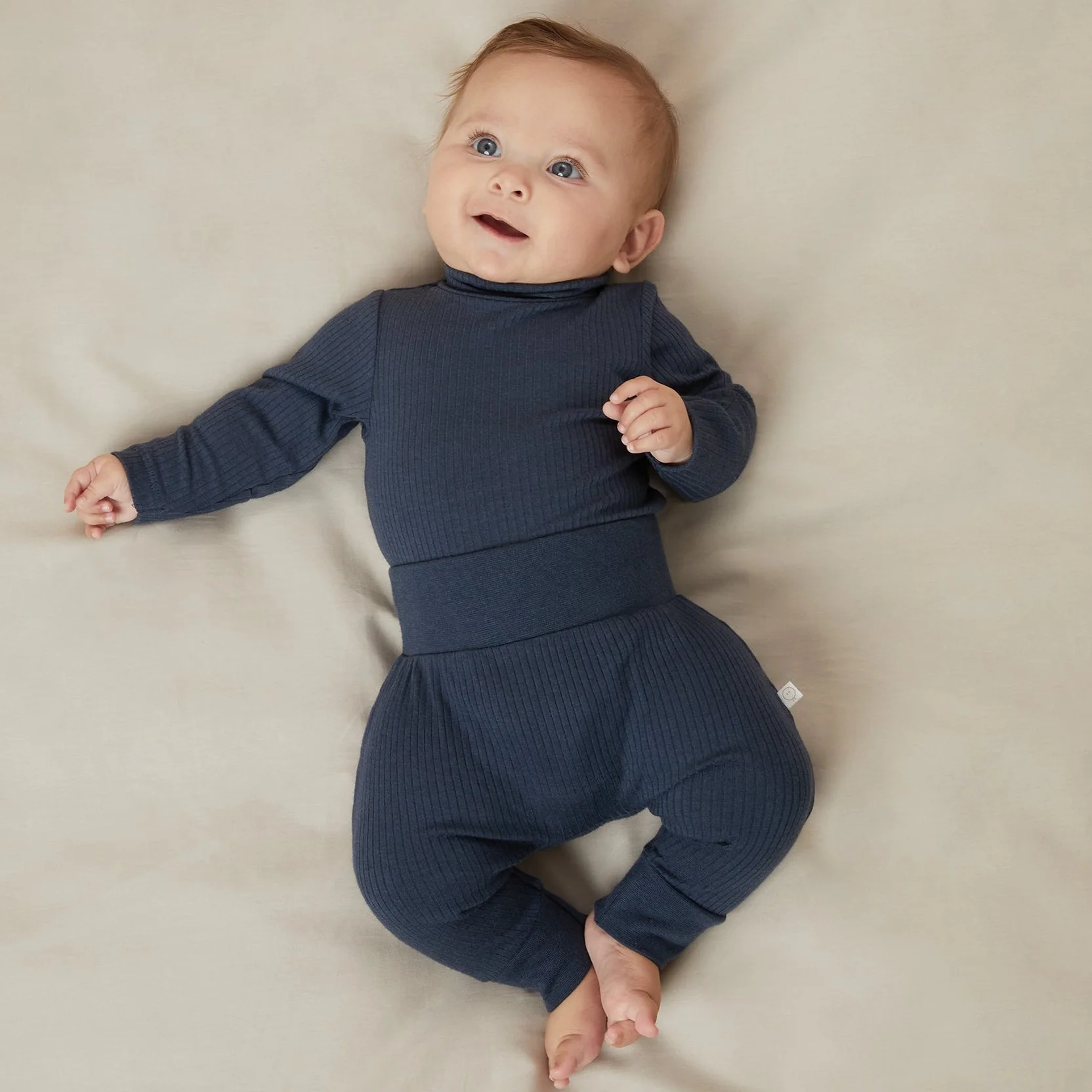 Ribbed Roll Neck Bodysuit - Navy