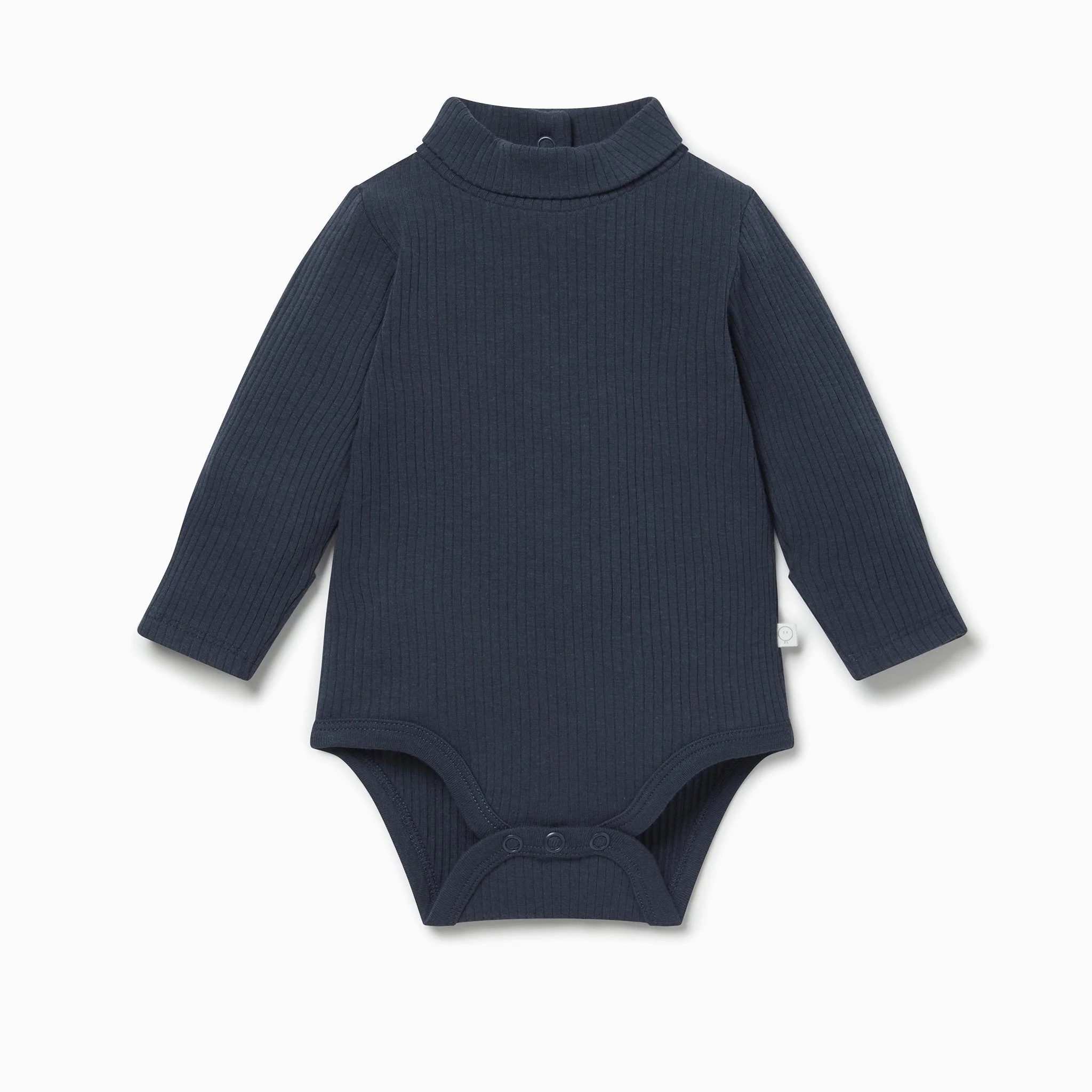 Ribbed Roll Neck Bodysuit - Navy - Image 2