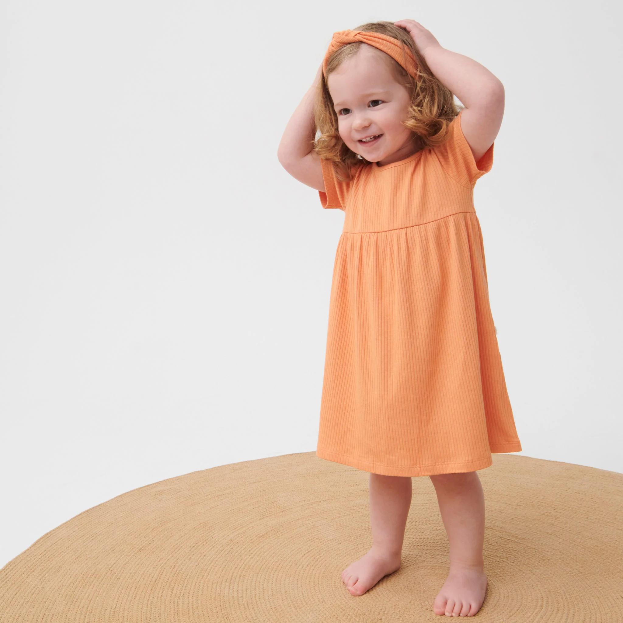 Ribbed Short Sleeve Dress & Headband Outfit - Image 3