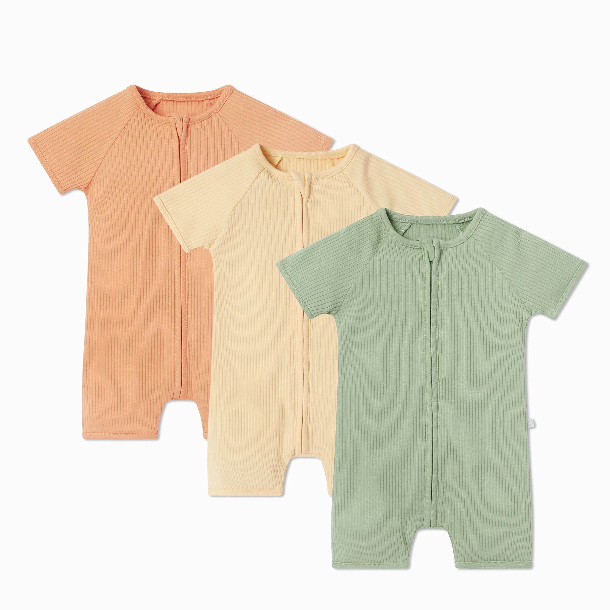 Ribbed Zip Summer Sleepsuit 3 Pack - Image 2