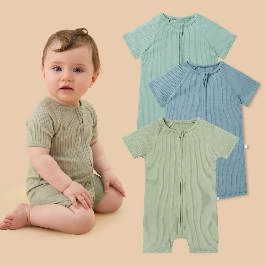 Ribbed Zip Summer Sleepsuit 3 Pack - Image 3