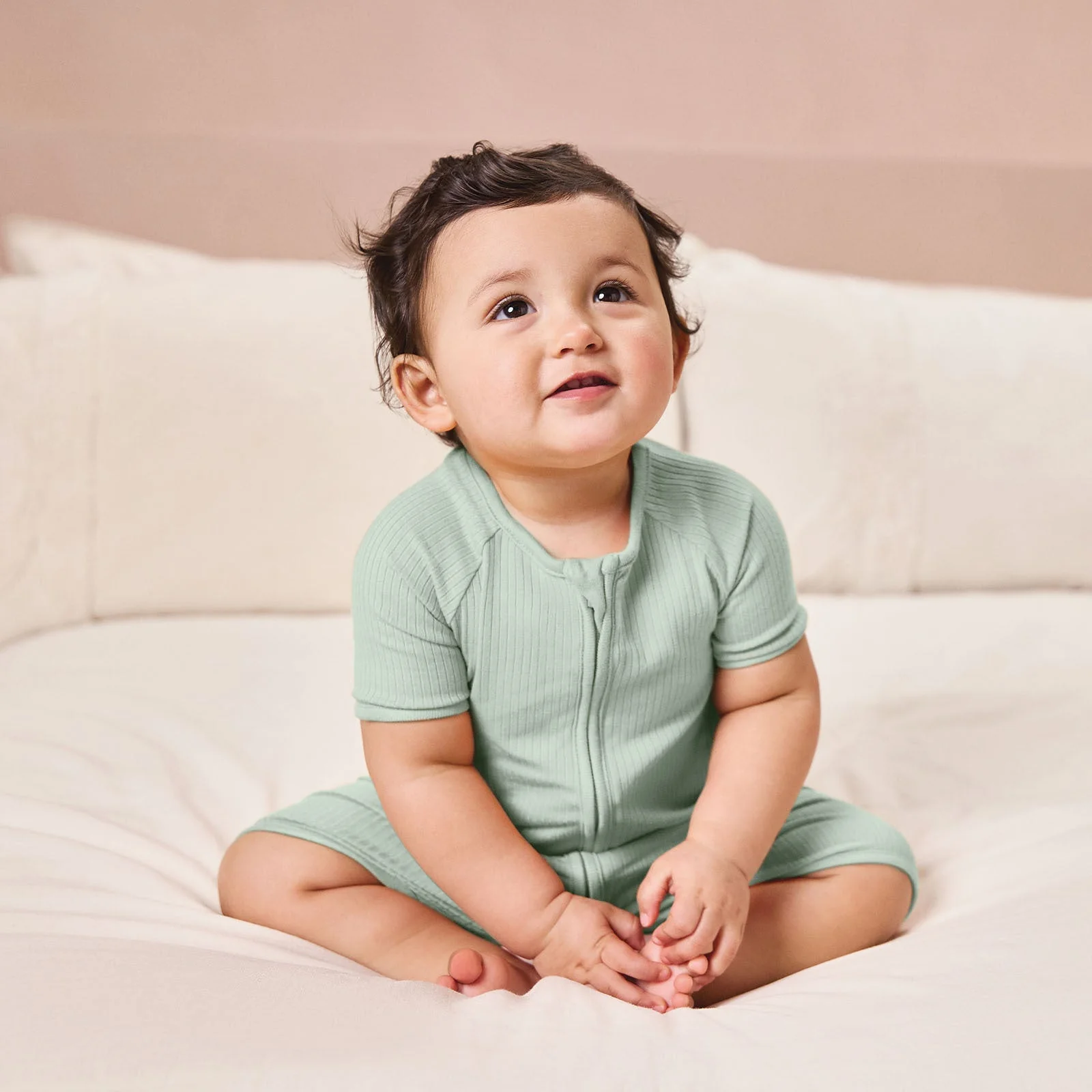Ribbed Zip Summer Sleepsuit - Mint