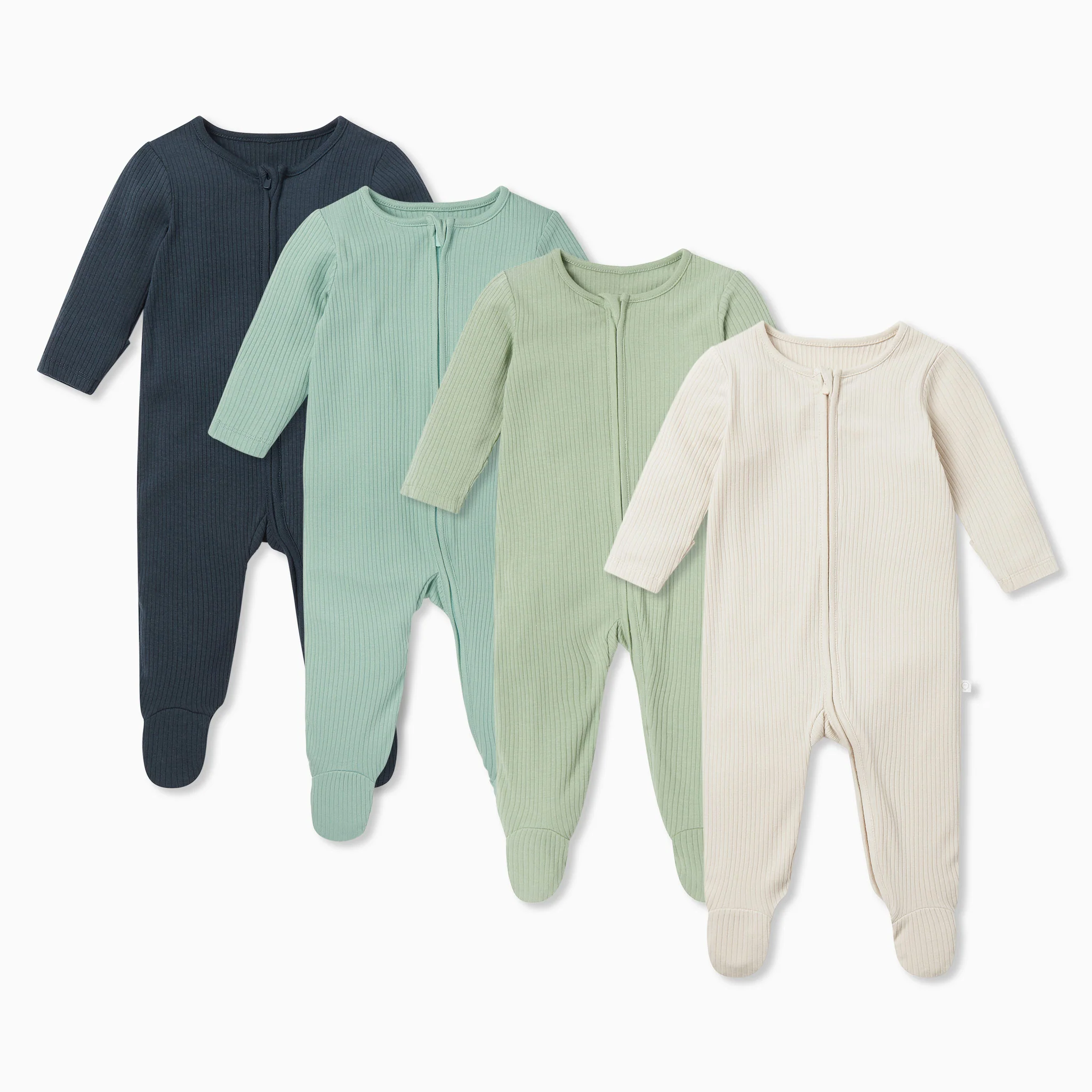 Ribbed Zip-Up Sleepsuit 4 Pack - Image 8