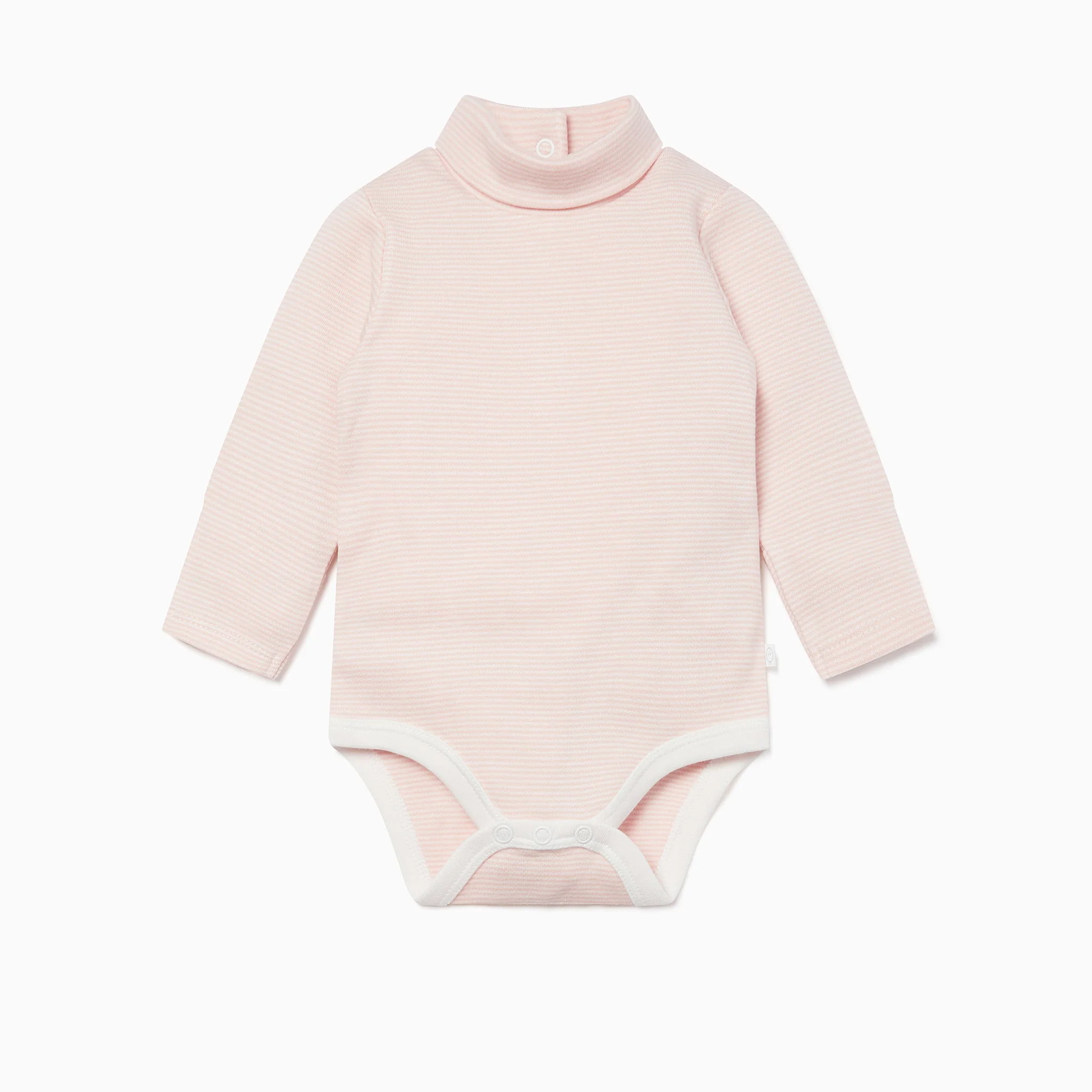 Roll Neck Bodysuit - Blush Stripe