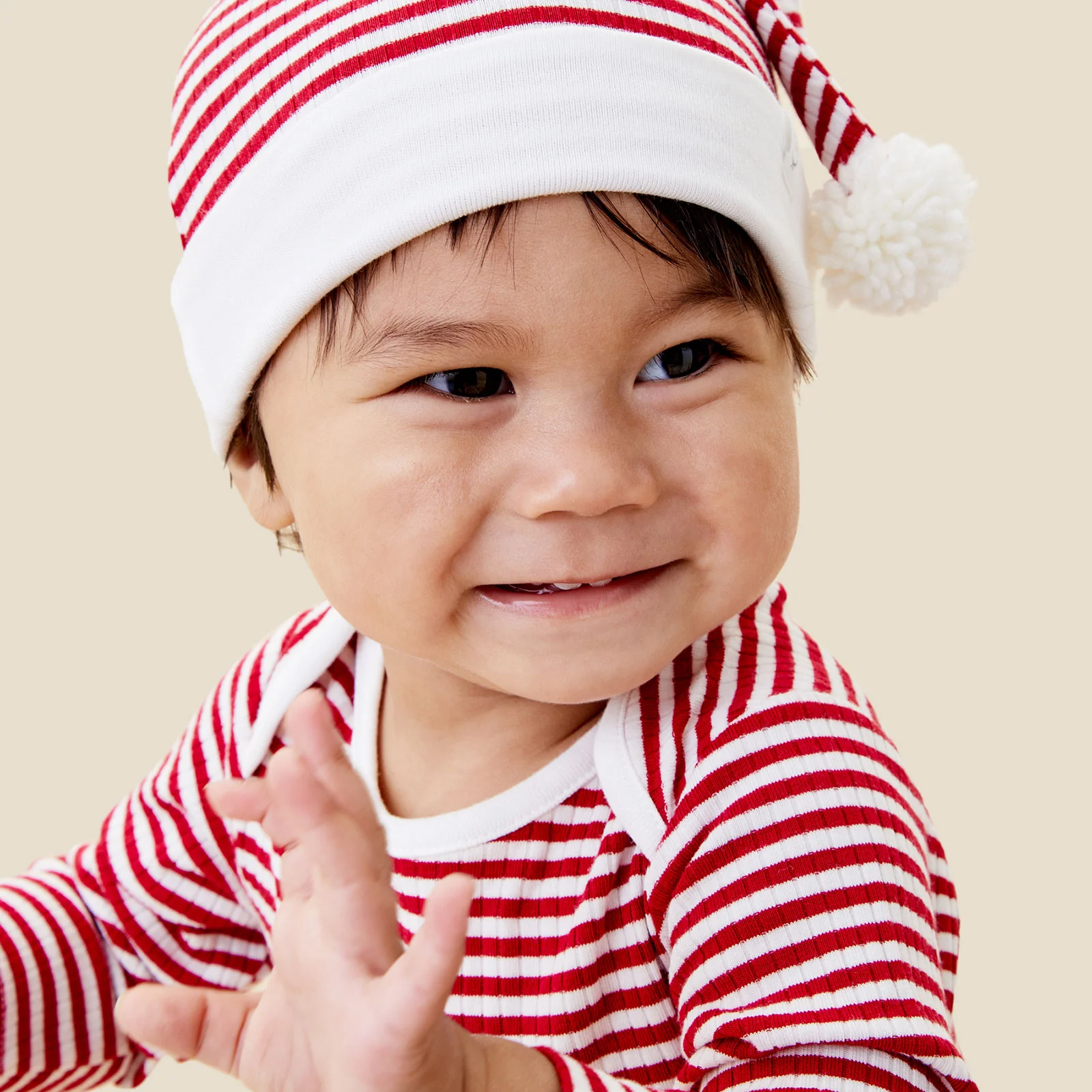 Ruby Stripe Ribbed Elf Hat