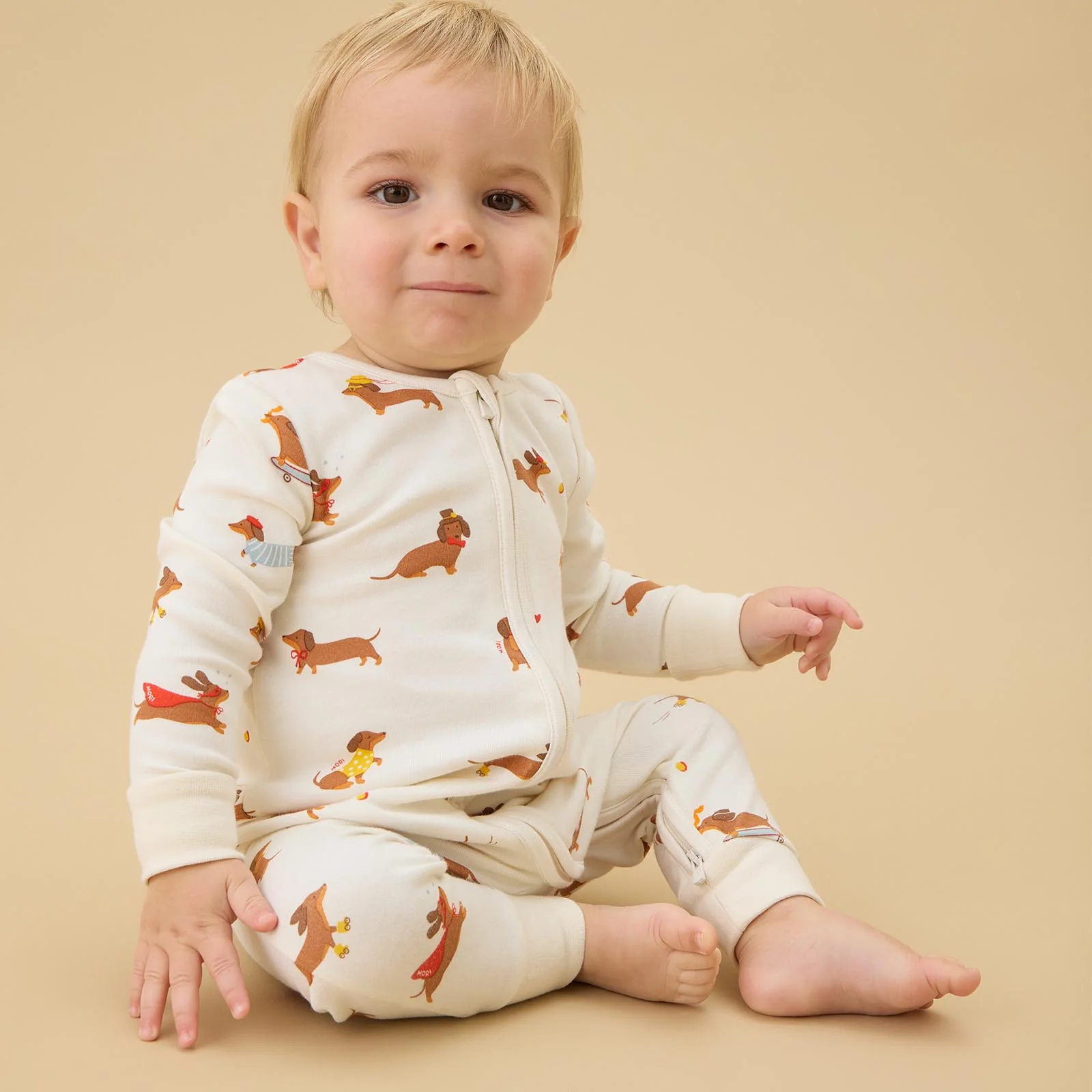 Sausage Dog Clever Zip Sleepsuit