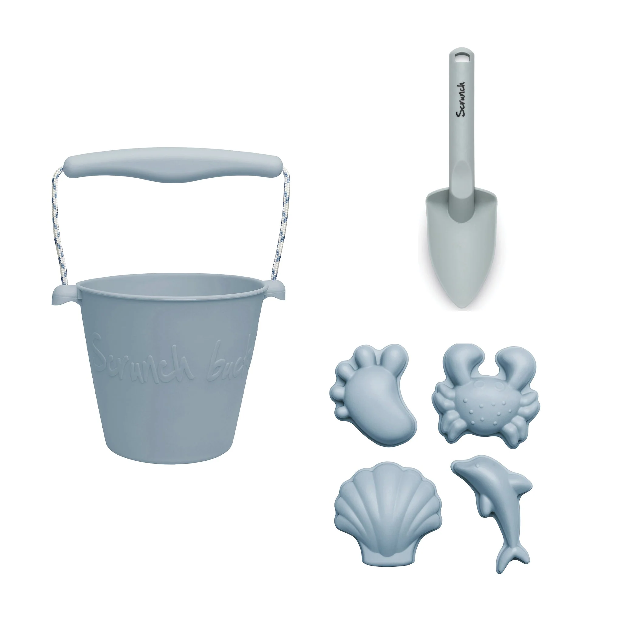 Scrunch Collapsible Silicone Bucket, Footprint Sand Moulds & Spade Set - Image 2