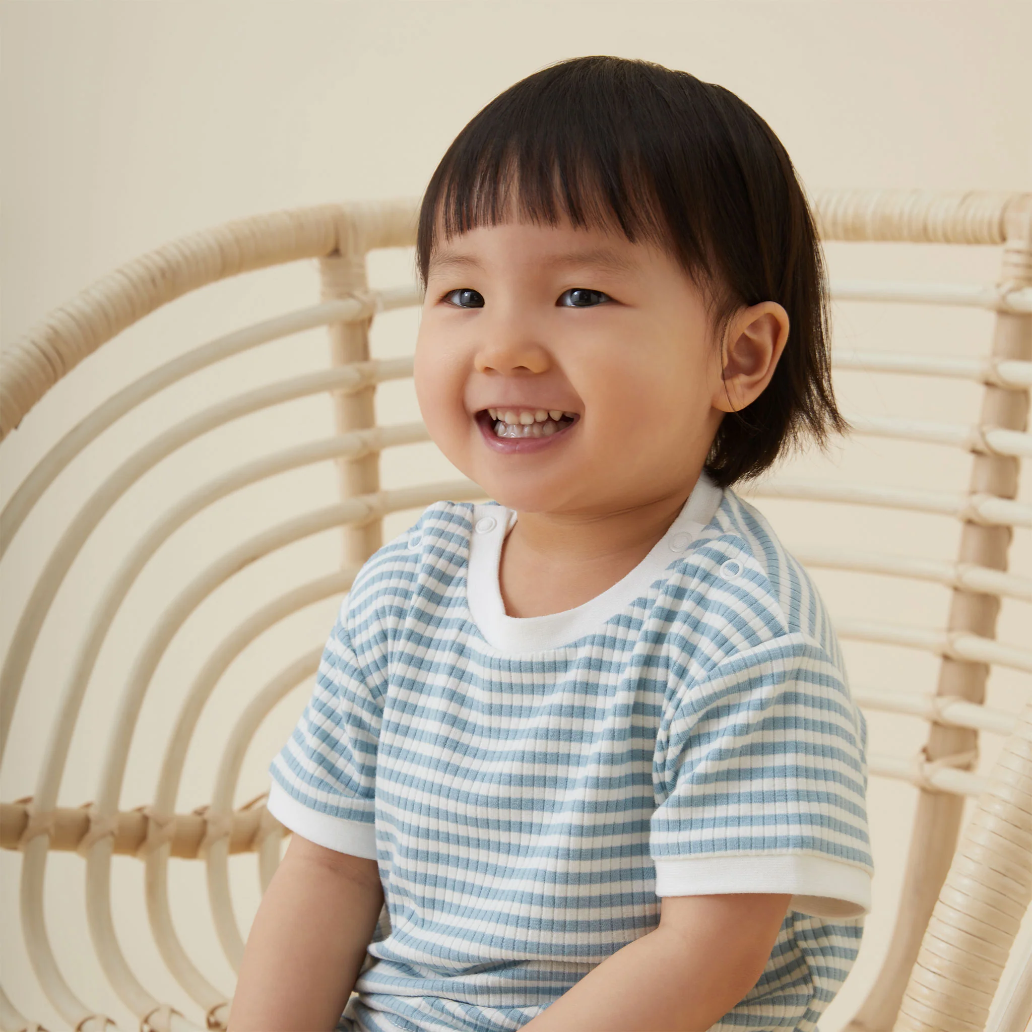 Sea Stripe Ribbed T-Shirt & Shorts Outfit - Image 3