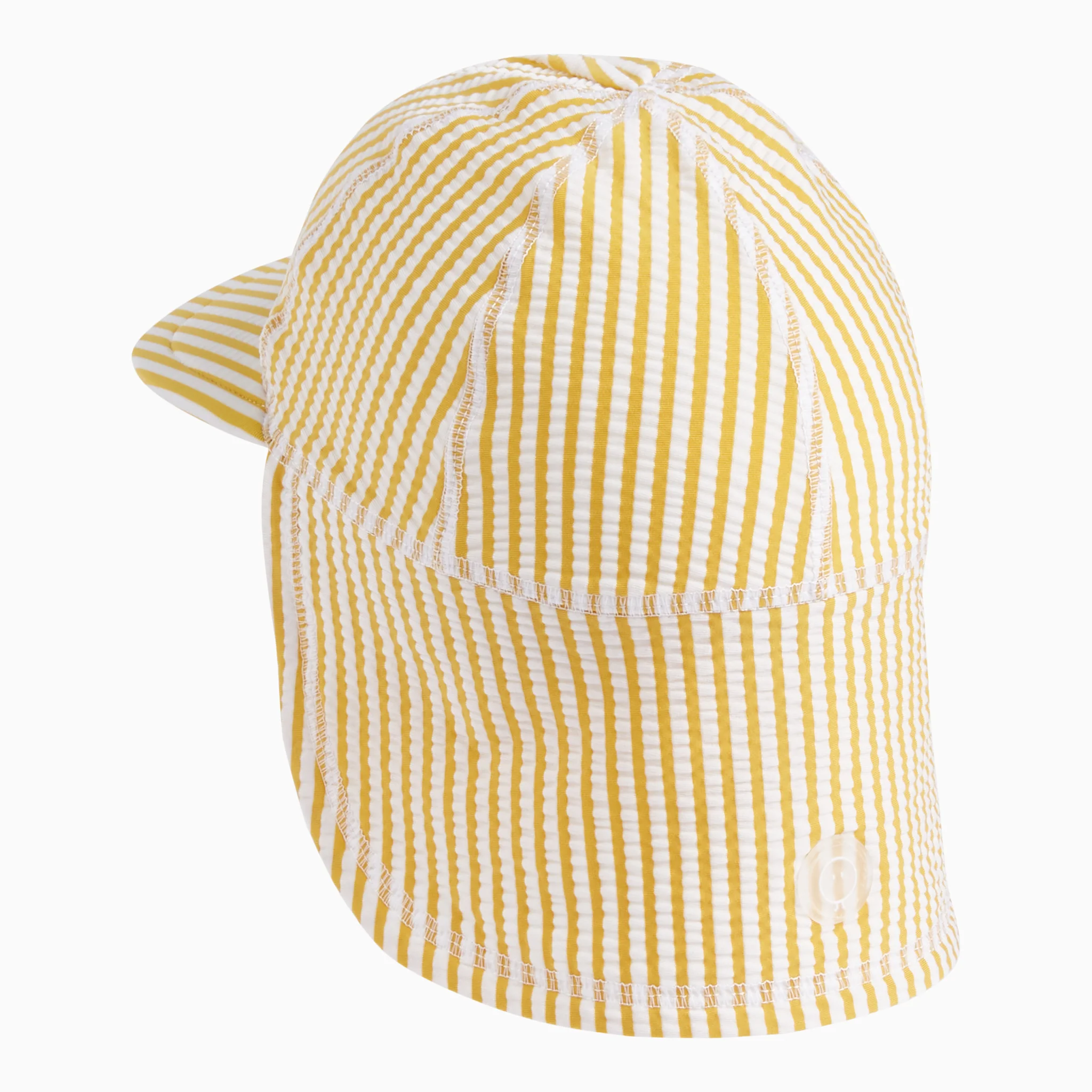 Seersucker Mustard Stripe Sun Safe Swim Hat - Image 3
