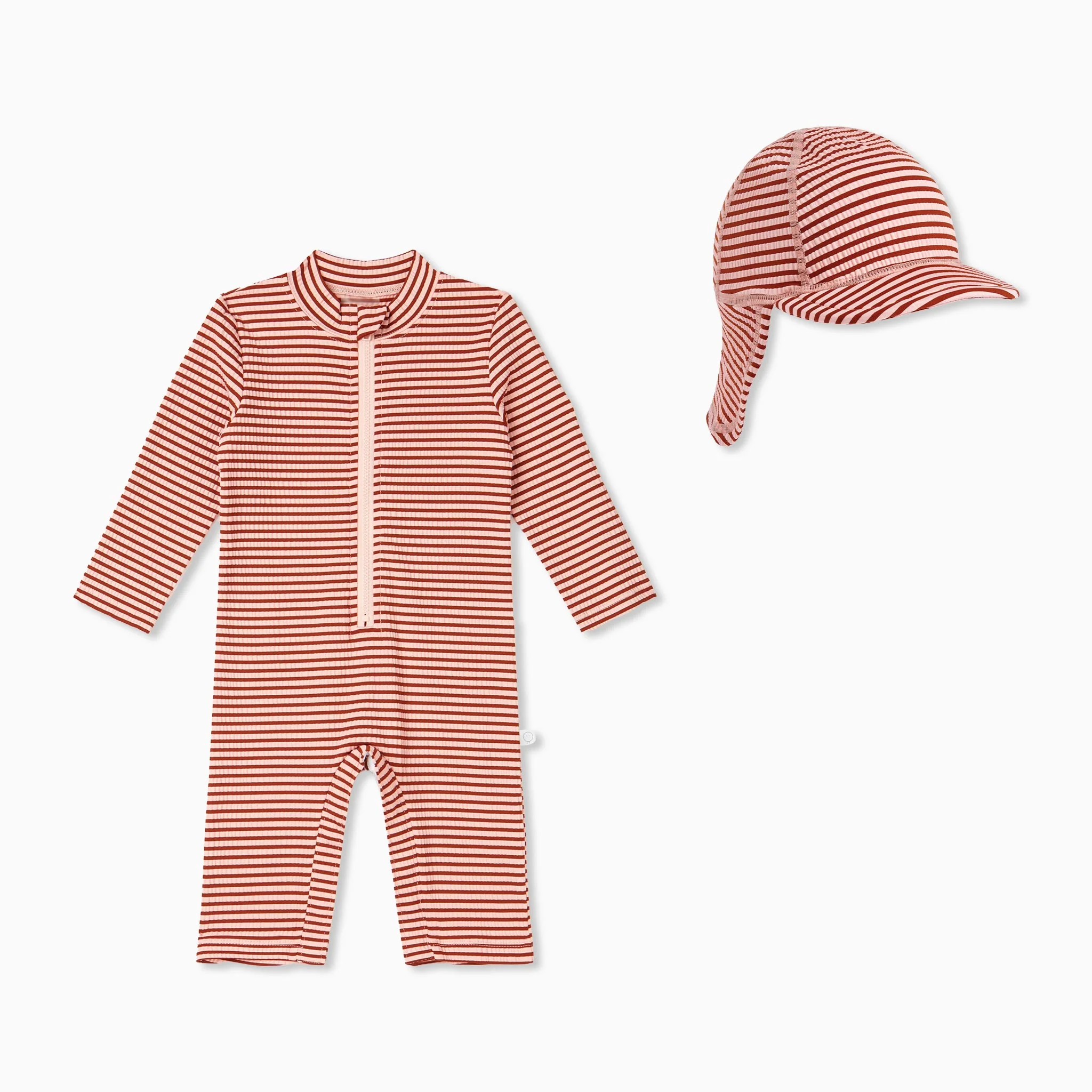 Seersucker Stripe Sun Safe Suit & Hat