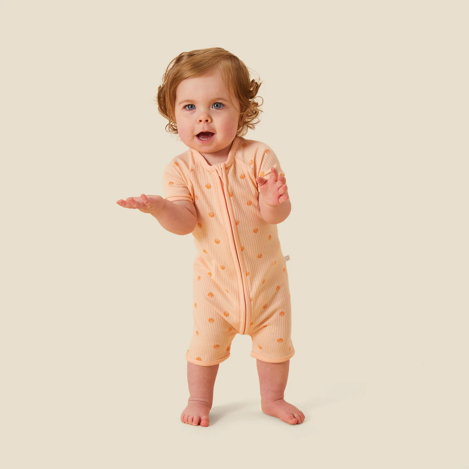 Shell Print Ribbed Zip Summer Sleepsuit