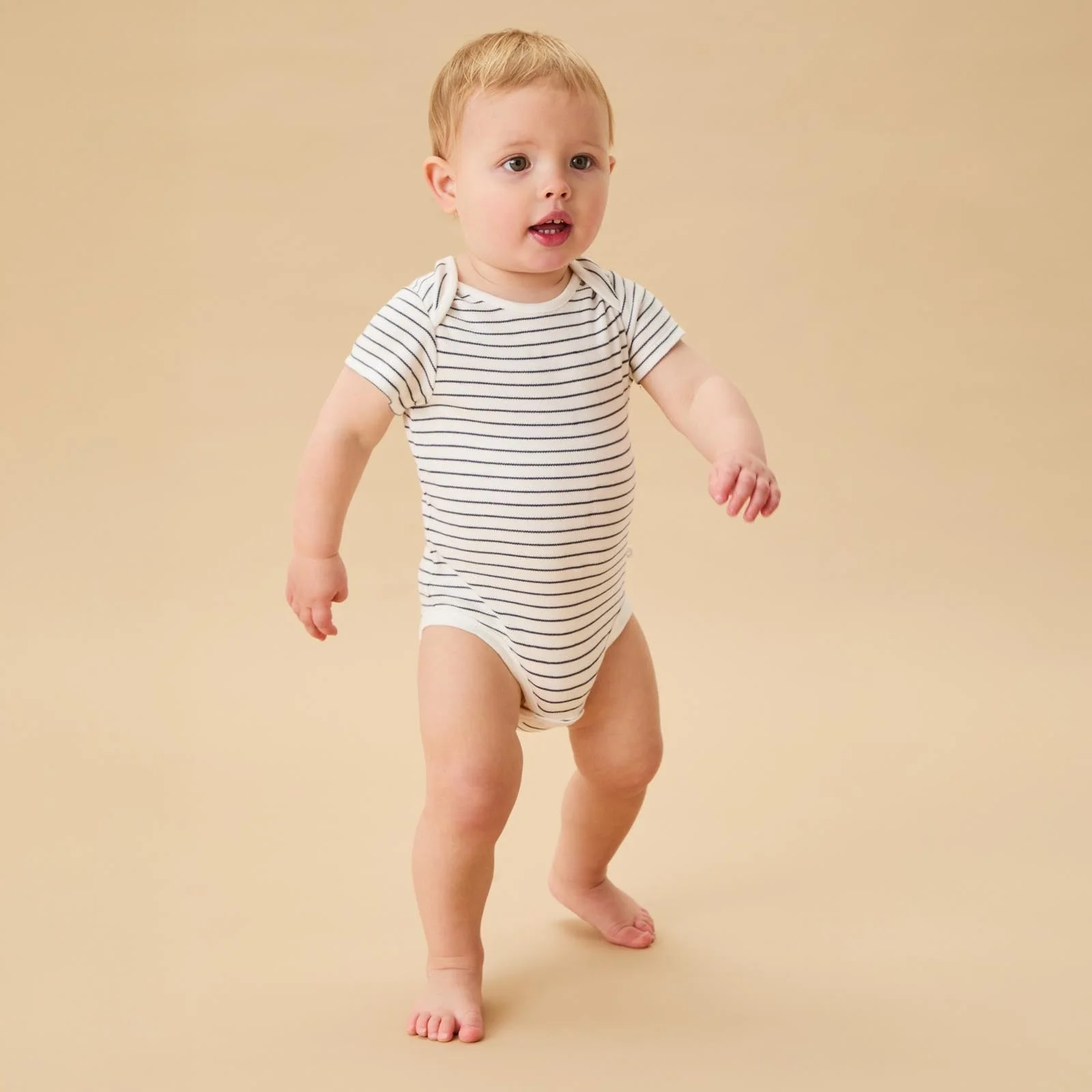 Short Sleeve Bodysuit - Grey Stripe