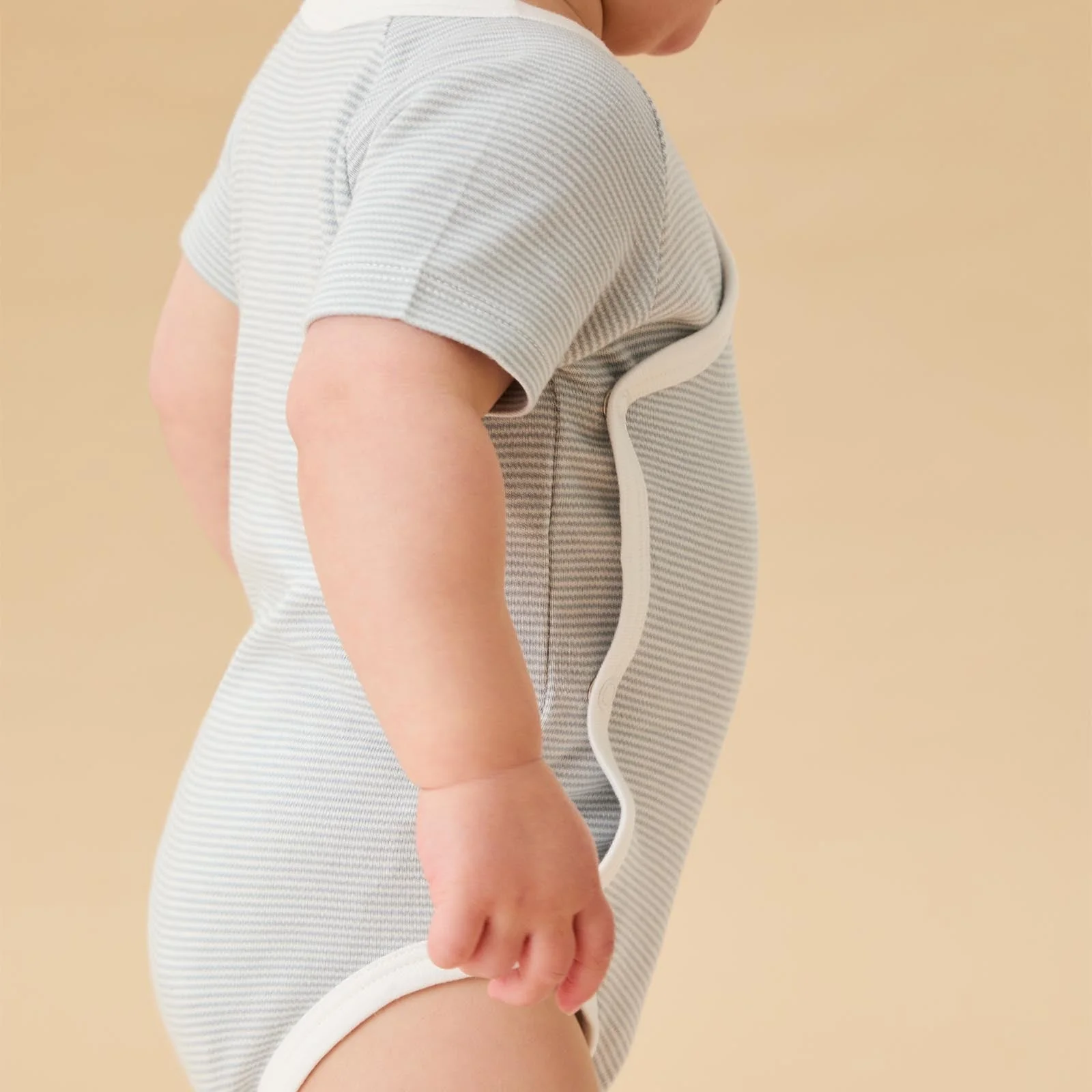 Short Sleeve Kimono Bodysuit - Blue Stripe - Image 4