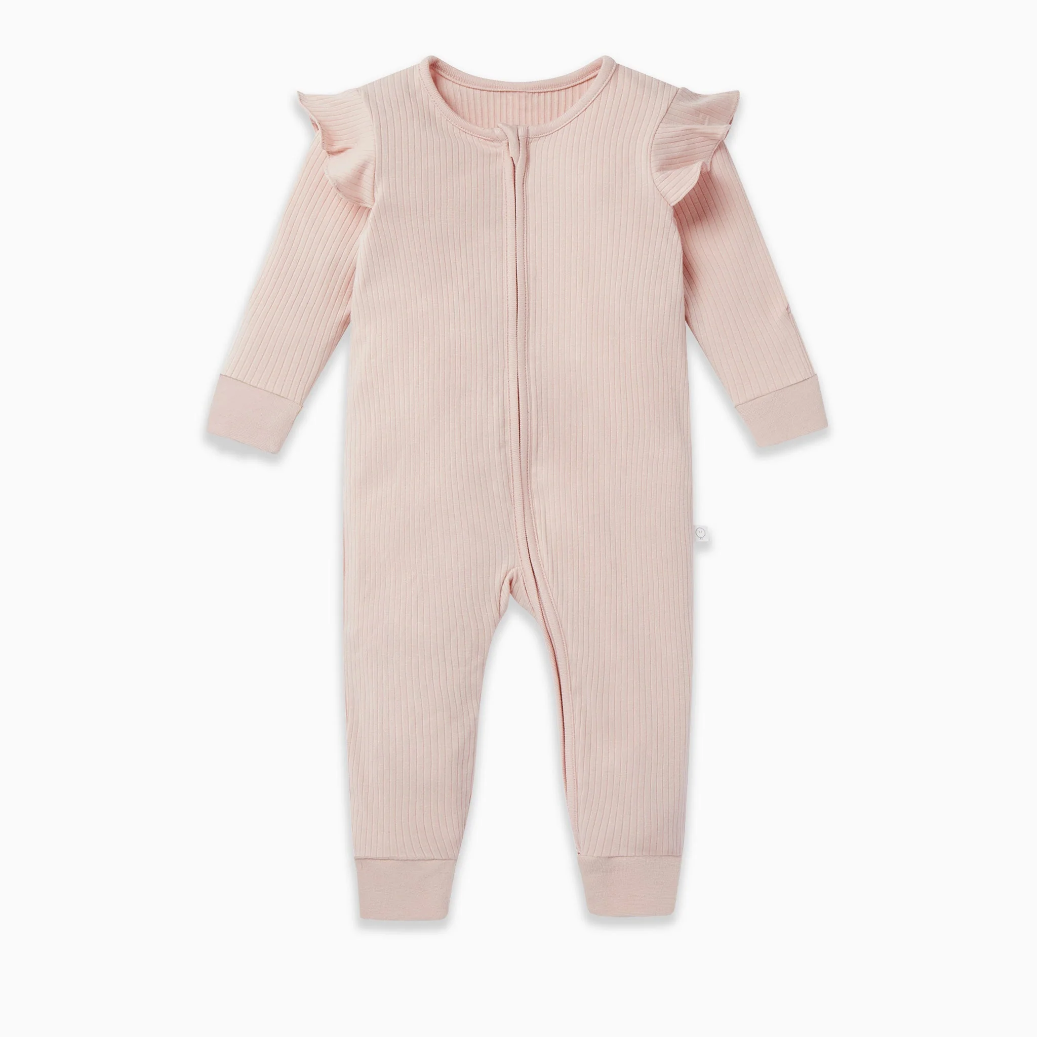 Sleep Club Ribbed Frill Zip-Up Sleepsuit - Image 3