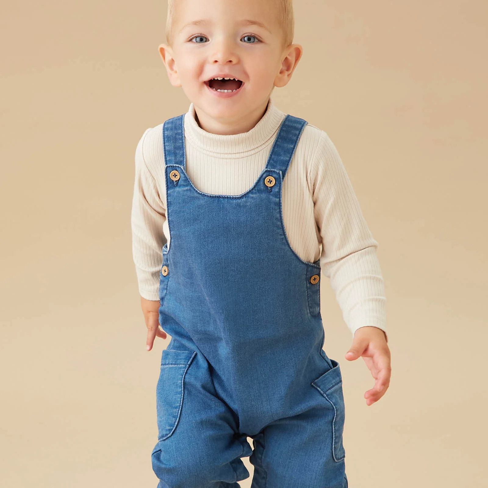 Soft Blue Denim Dungarees