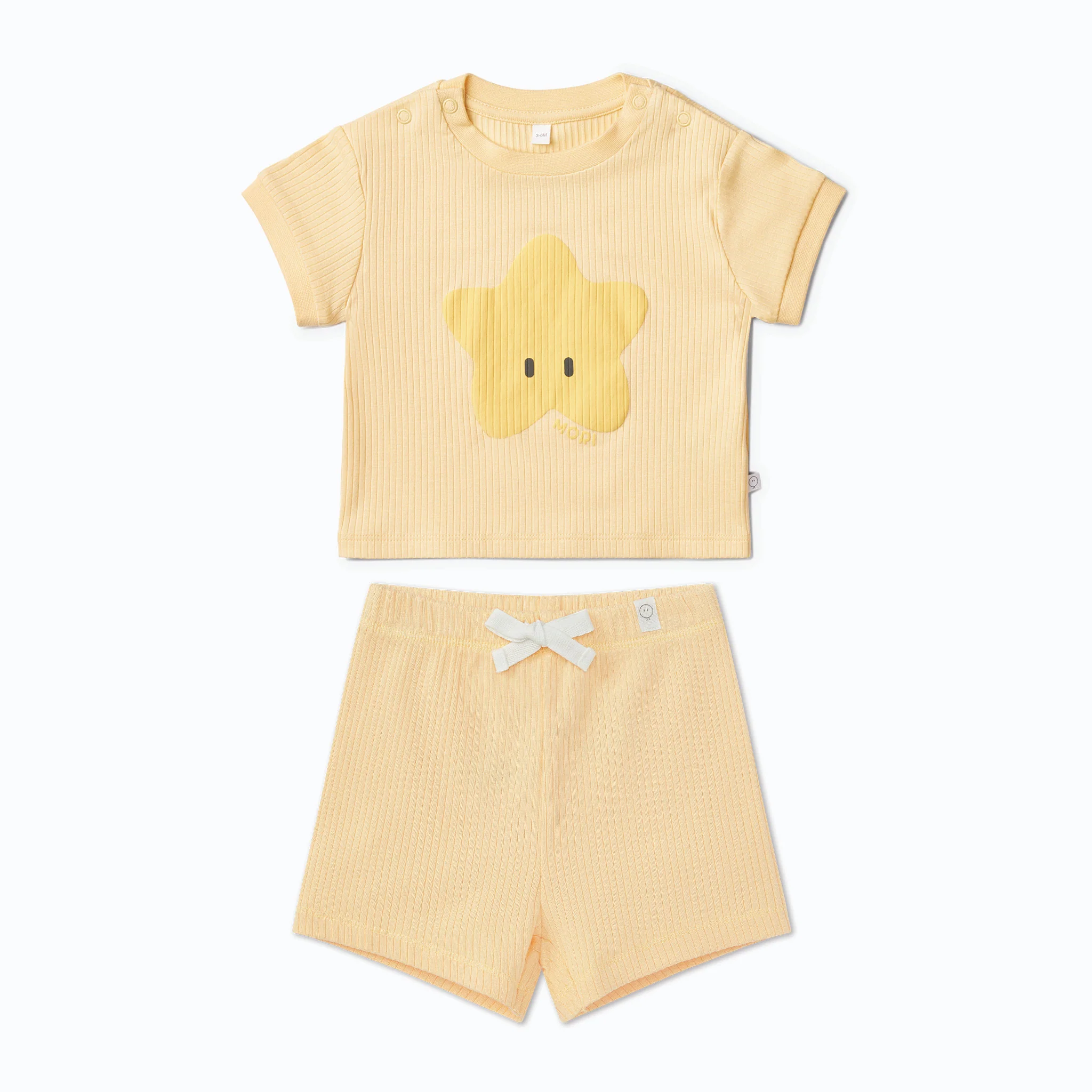 Star Ribbed Short Sleeve T-Shirt & Shorts Outfit - Image 2