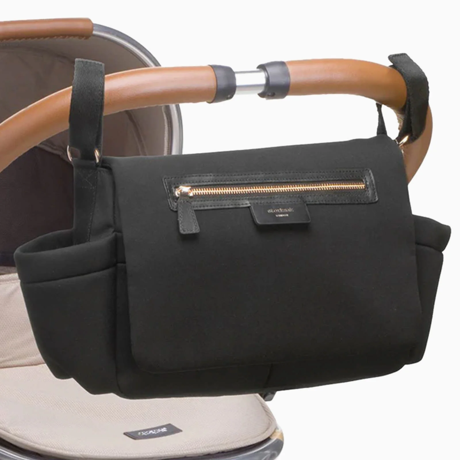 Storksak Stroller Organiser Luxe - Black & Rose Gold - Image 3