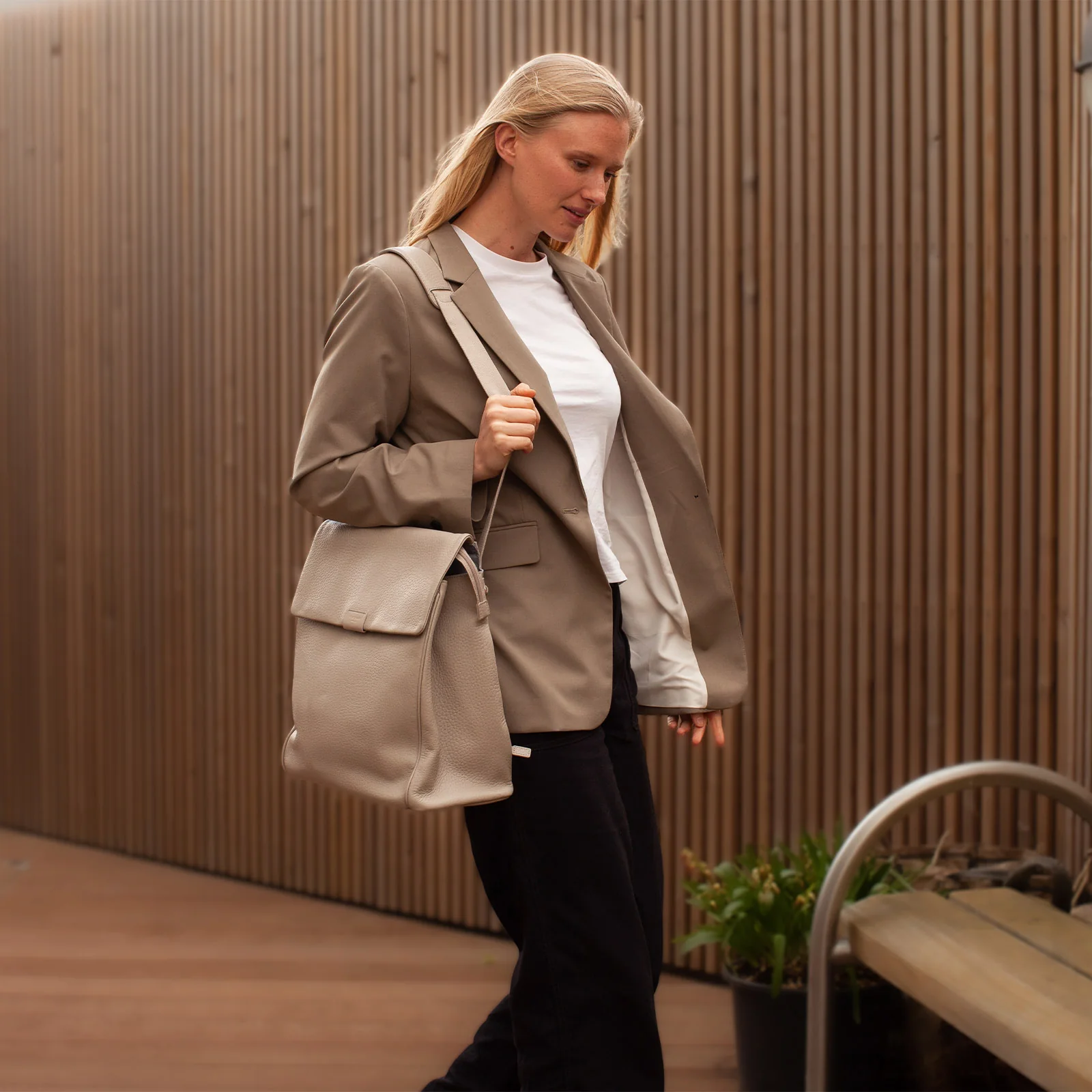 Storksak St James Changing Bag Leather - Taupe - Image 6