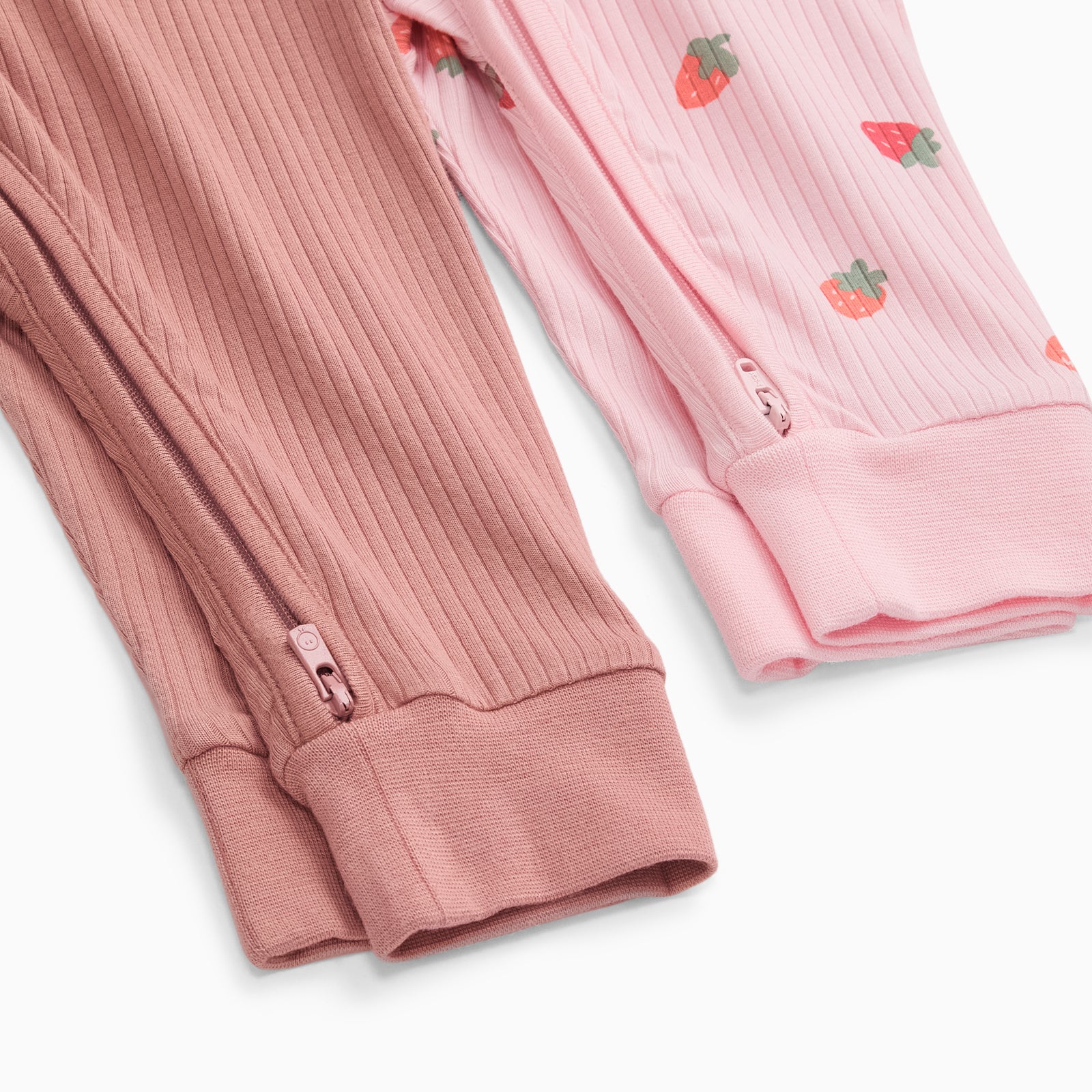 Strawberry Fields & Ribbed Clever Zip Sleepsuit 2 Pack - Image 5