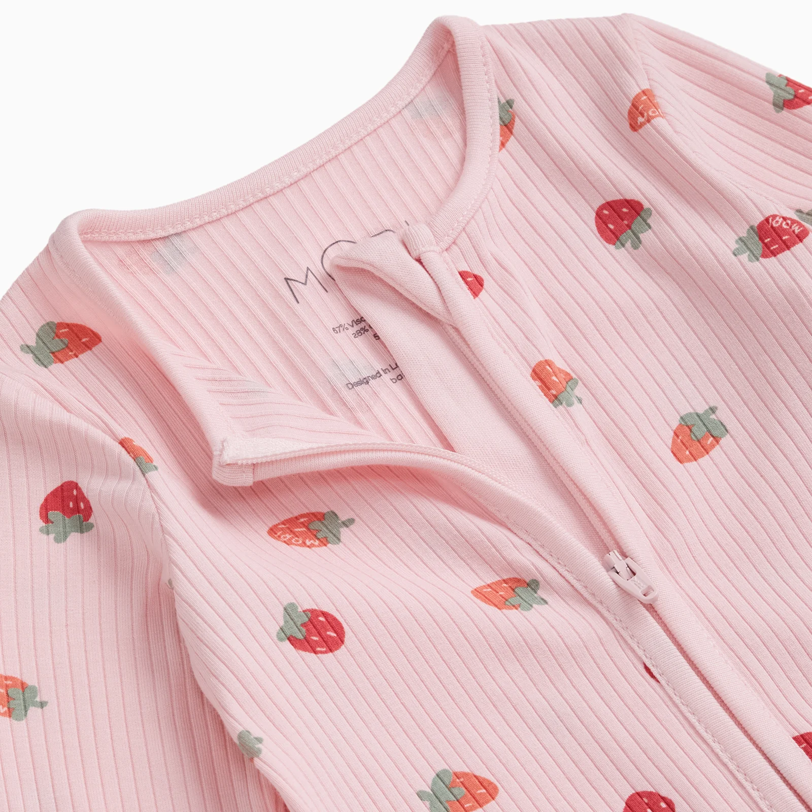 Strawberry Fields Ribbed Clever Zip Sleepsuit - Image 5