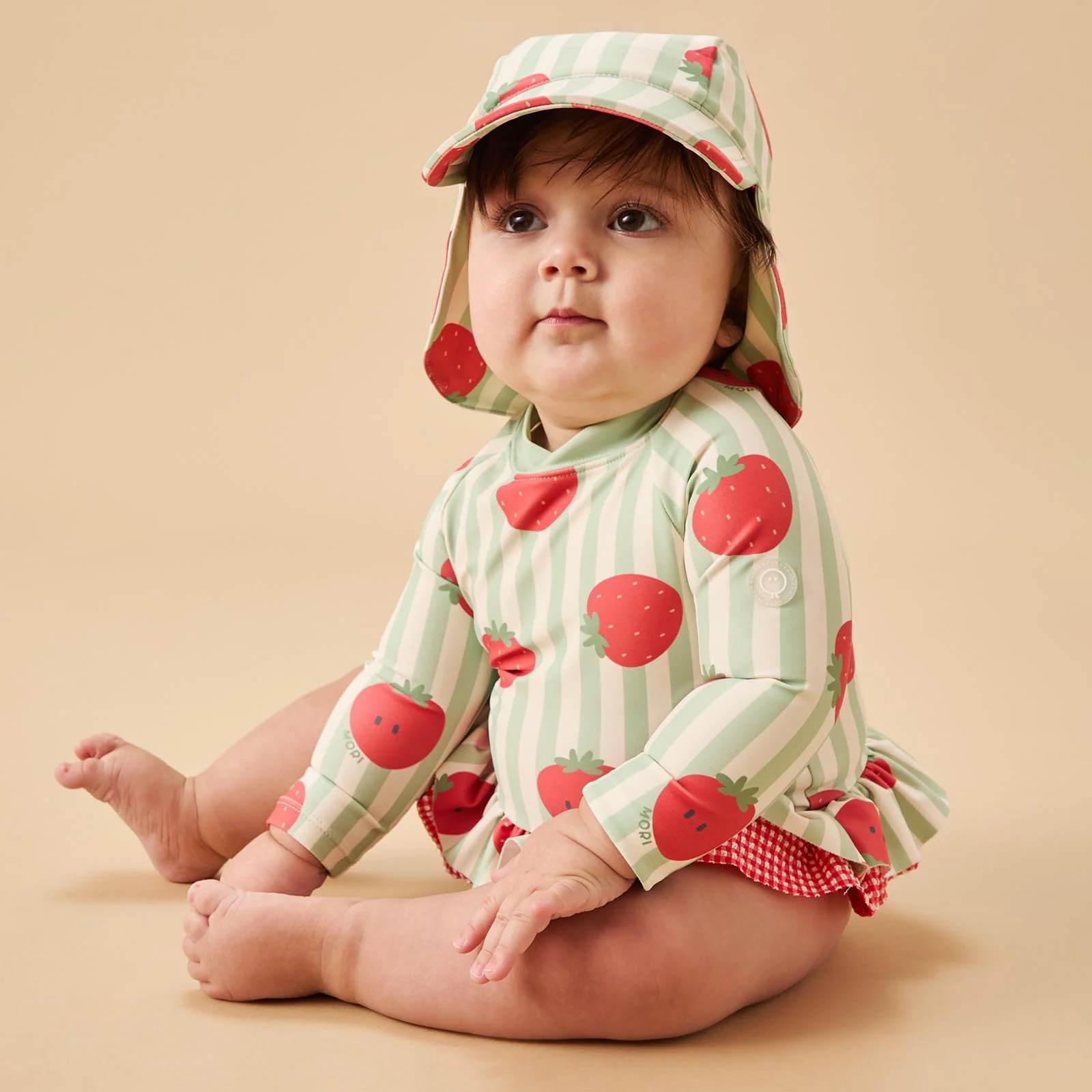 Strawberry Frilled Sunsafe Swimsuit & Hat - Image 2