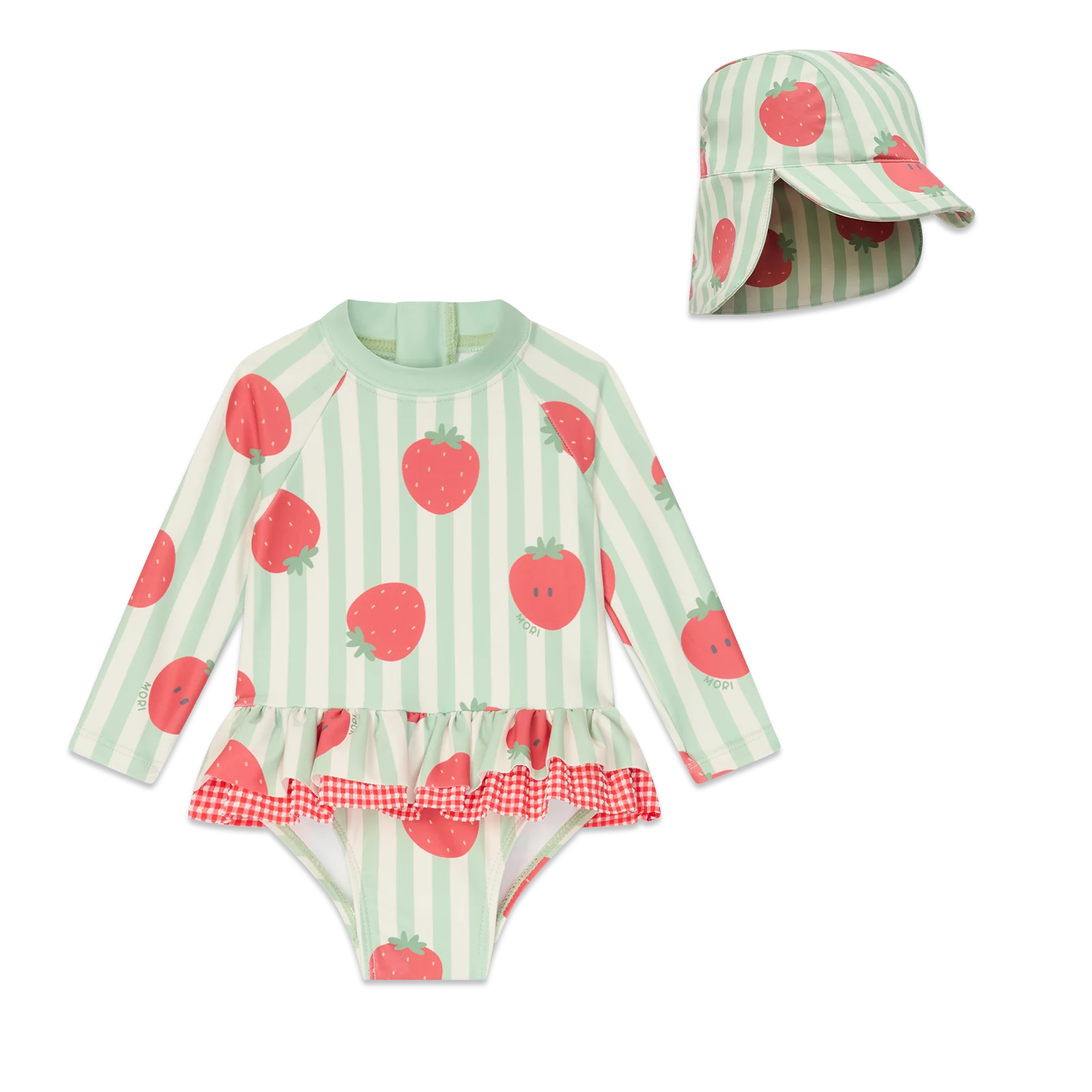 Strawberry Frilled Sunsafe Swimsuit & Hat - Image 3
