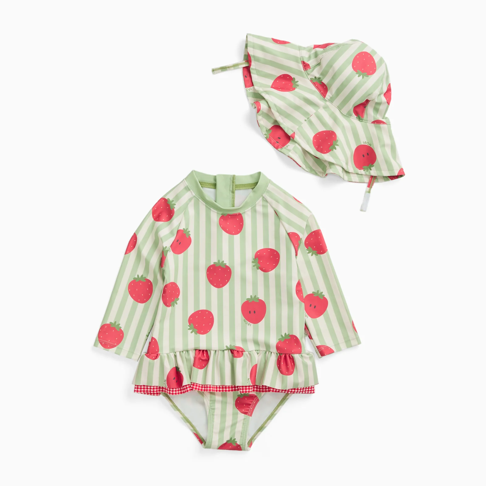 Strawberry Stripe Sunsafe Swimsuit & Floppy Hat