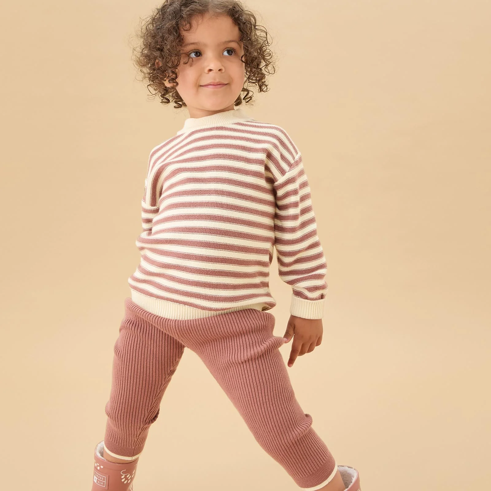 Stripe Knitted Jumper & Leggings Outfit