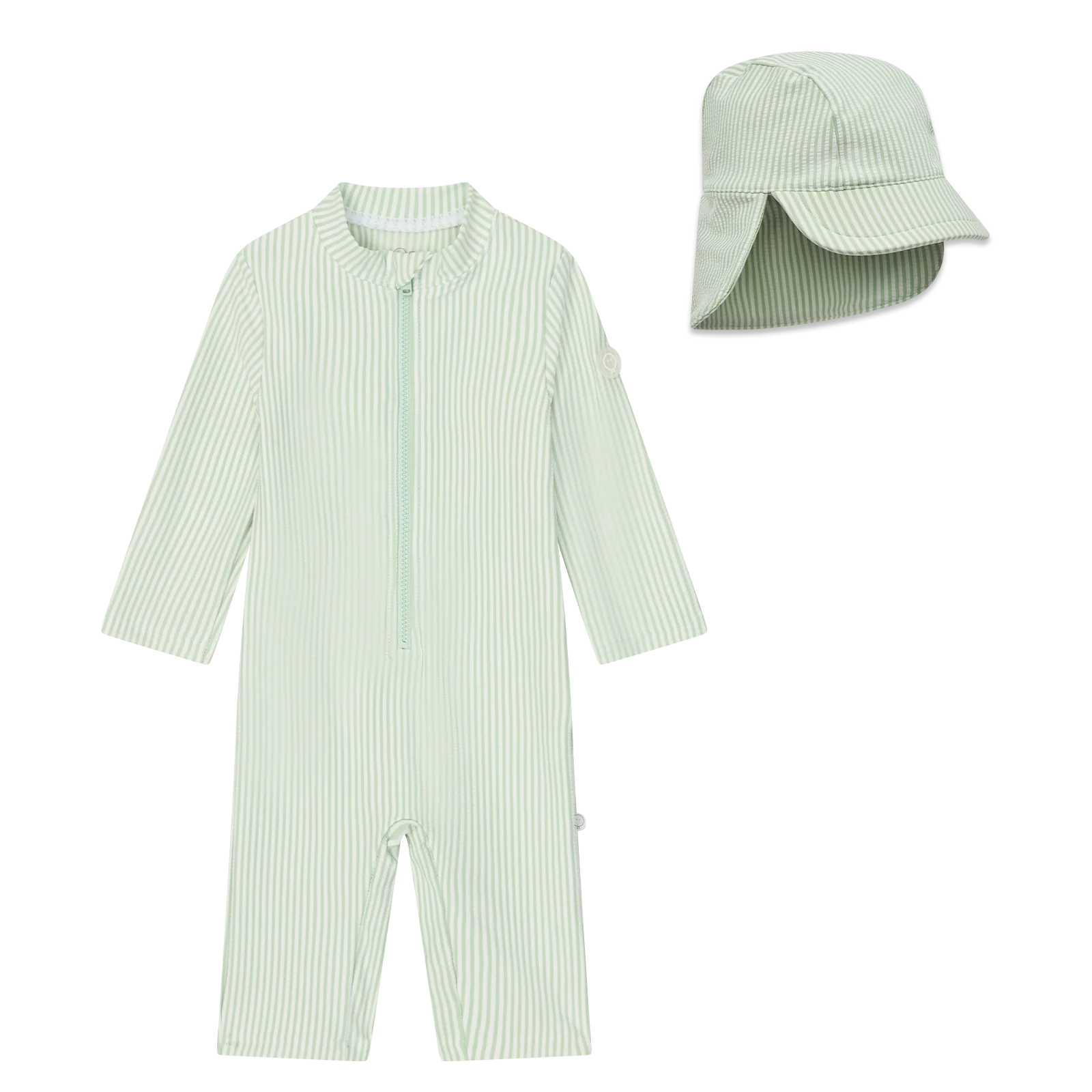 Stripe Seersucker Sunsafe Swimsuit & Hat
